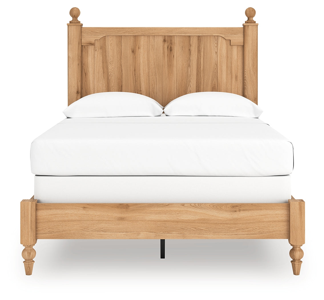 Aleaport Full Panel Bed with Mirrored Dresser in Warm Brown from Ashley - Luna Furniture