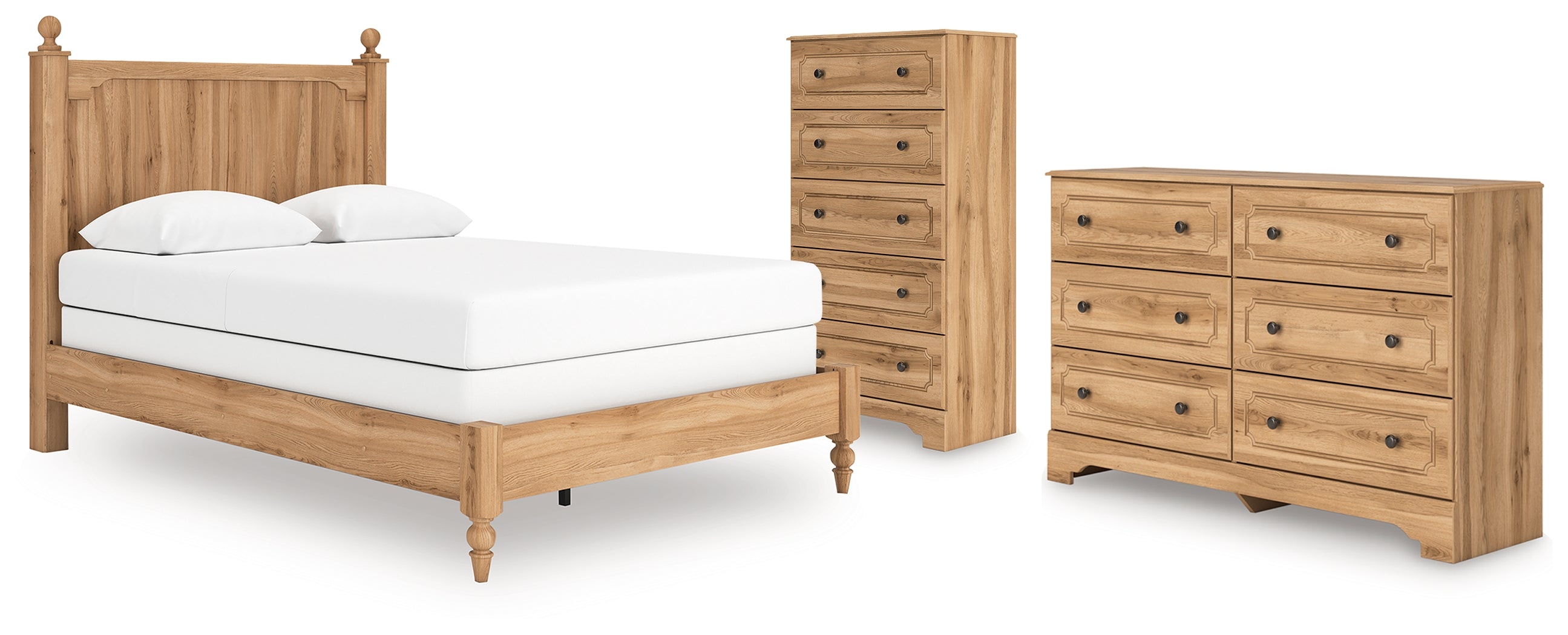Aleaport Queen Panel Bed with Dresser and Chest in Warm Brown from Ashley - Luna Furniture