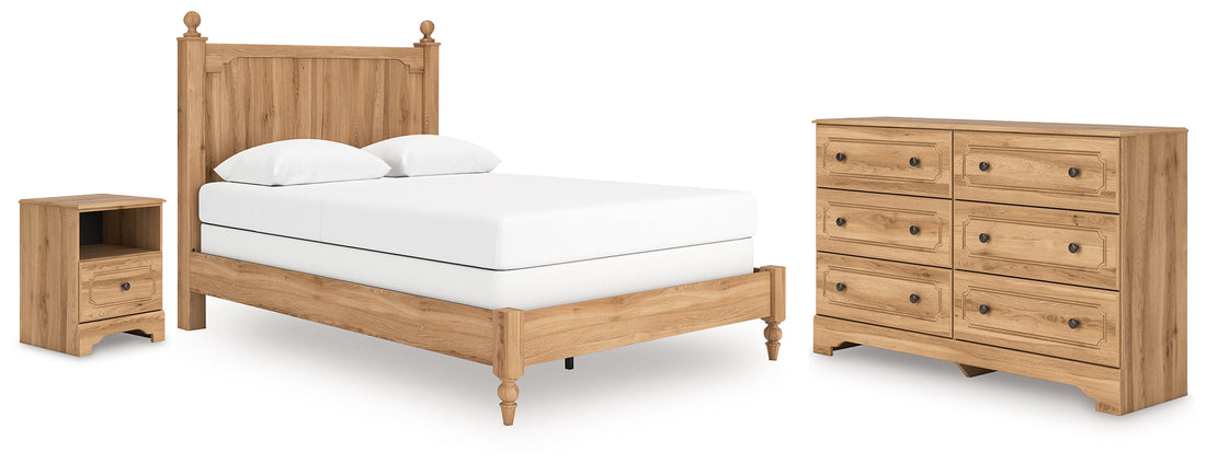 Aleaport Queen Panel Bed with Dresser and Nightstand in Warm Brown from Ashley - Luna Furniture