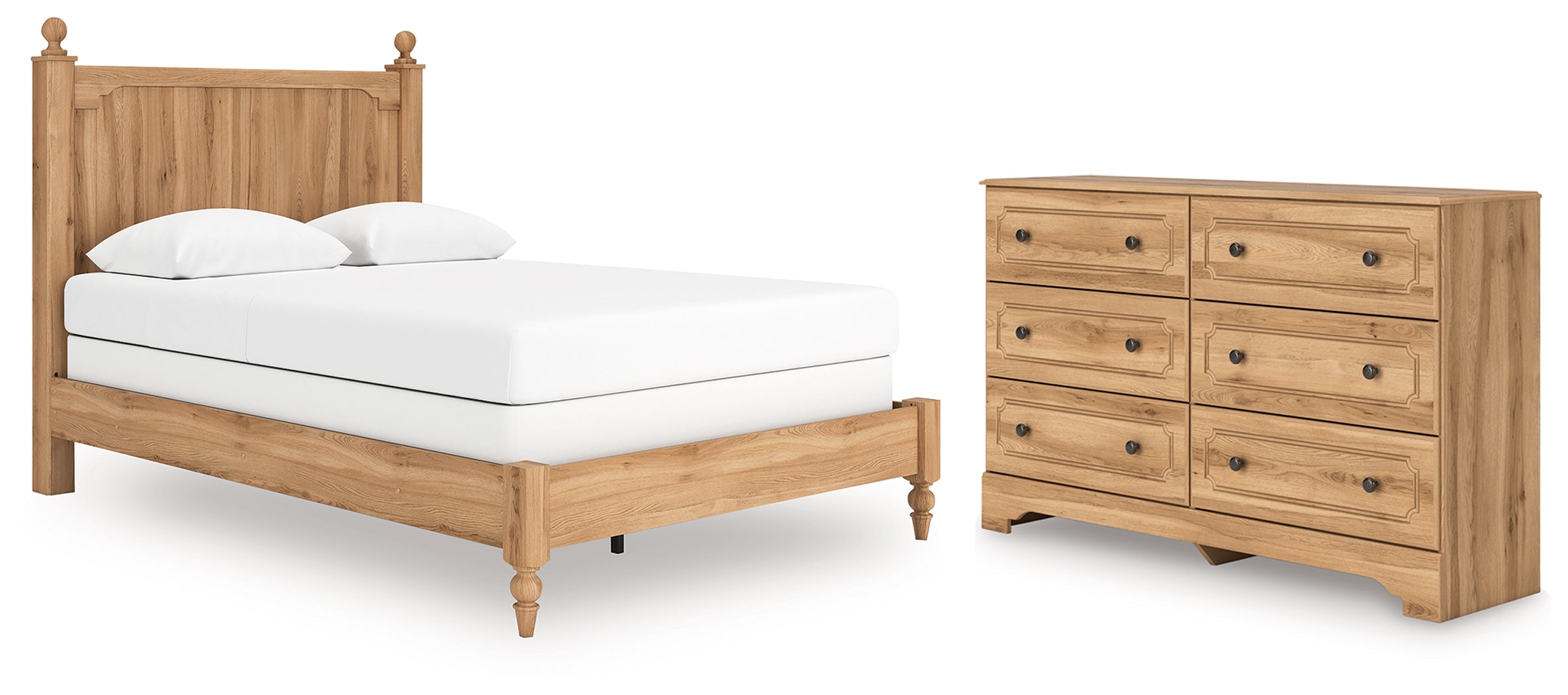 Aleaport Queen Panel Bed with Dresser in Warm Brown from Ashley - Luna Furniture