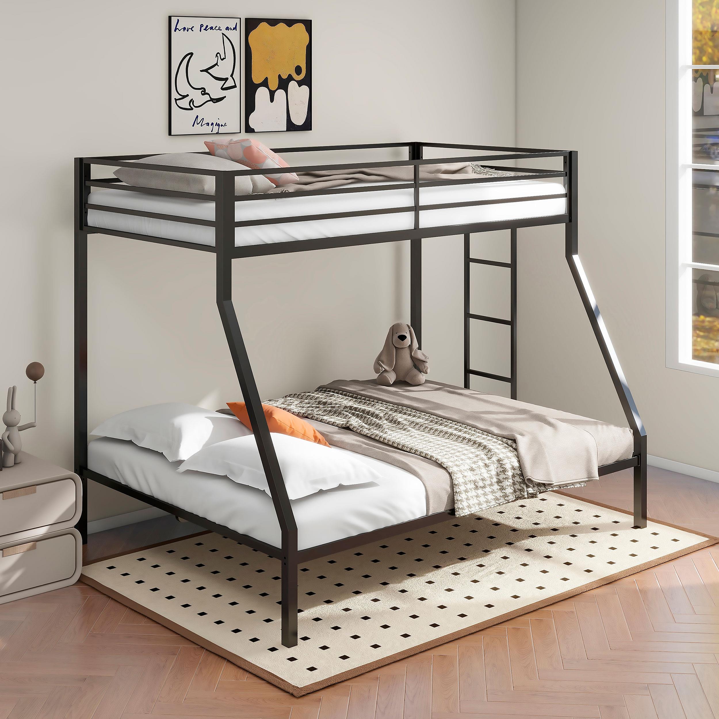 Alevera Metal Twin Over Full Bunk Bed with Ladder Black - 460365BLK