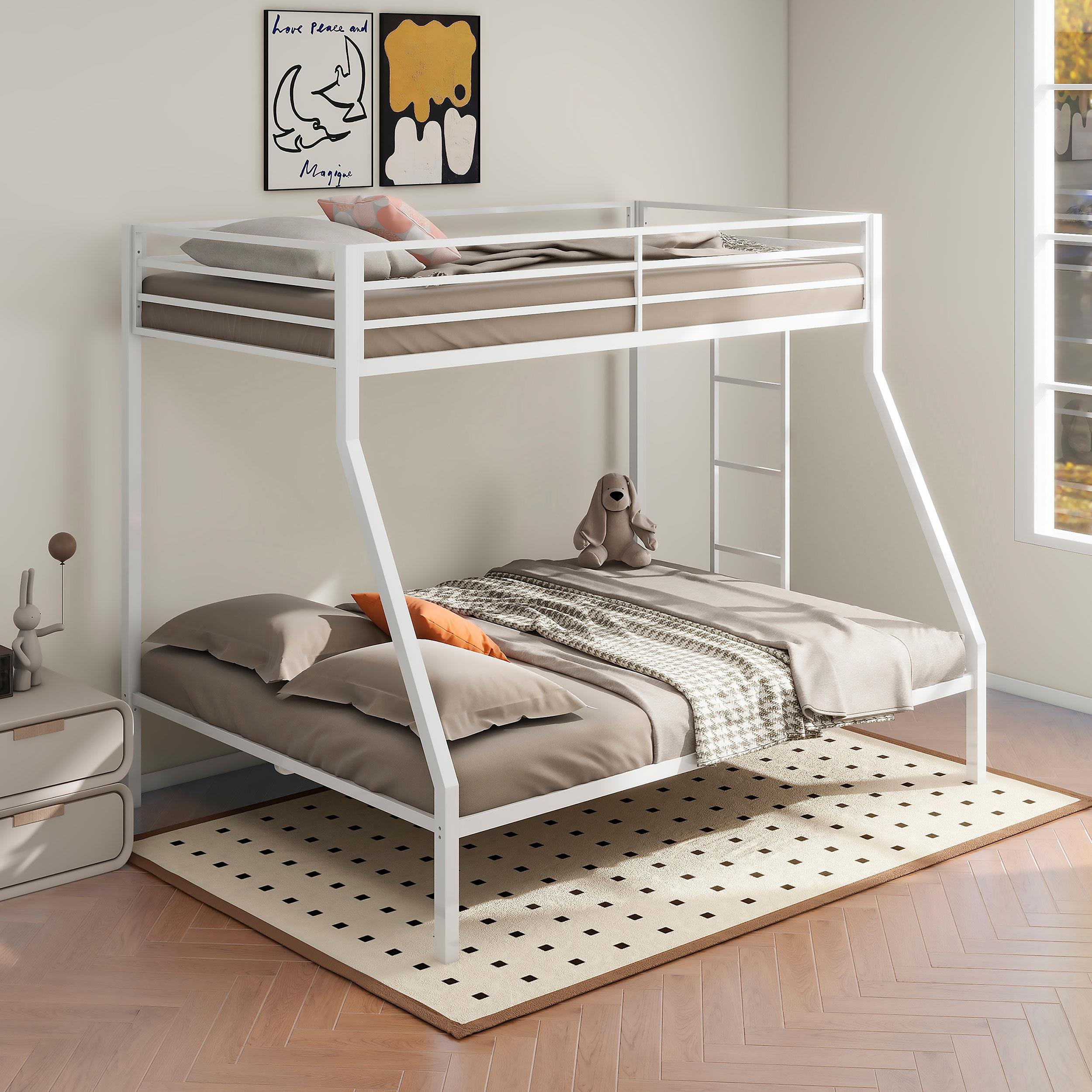Alevera Metal Twin Over Full Bunk Bed with Ladder White - 460365WHT