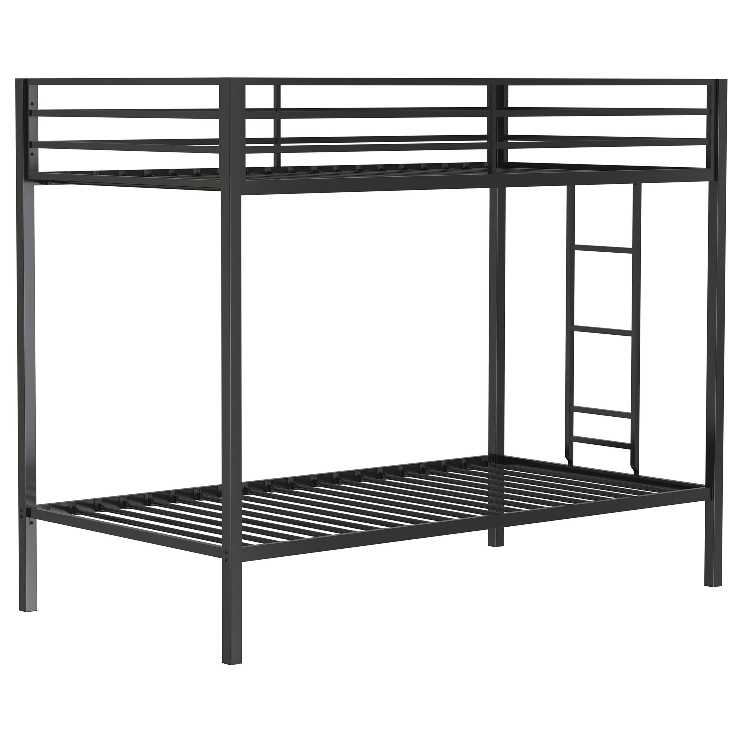 Alevera Metal Twin Over Twin Bunk Bed with Ladder Black - 460361BLK