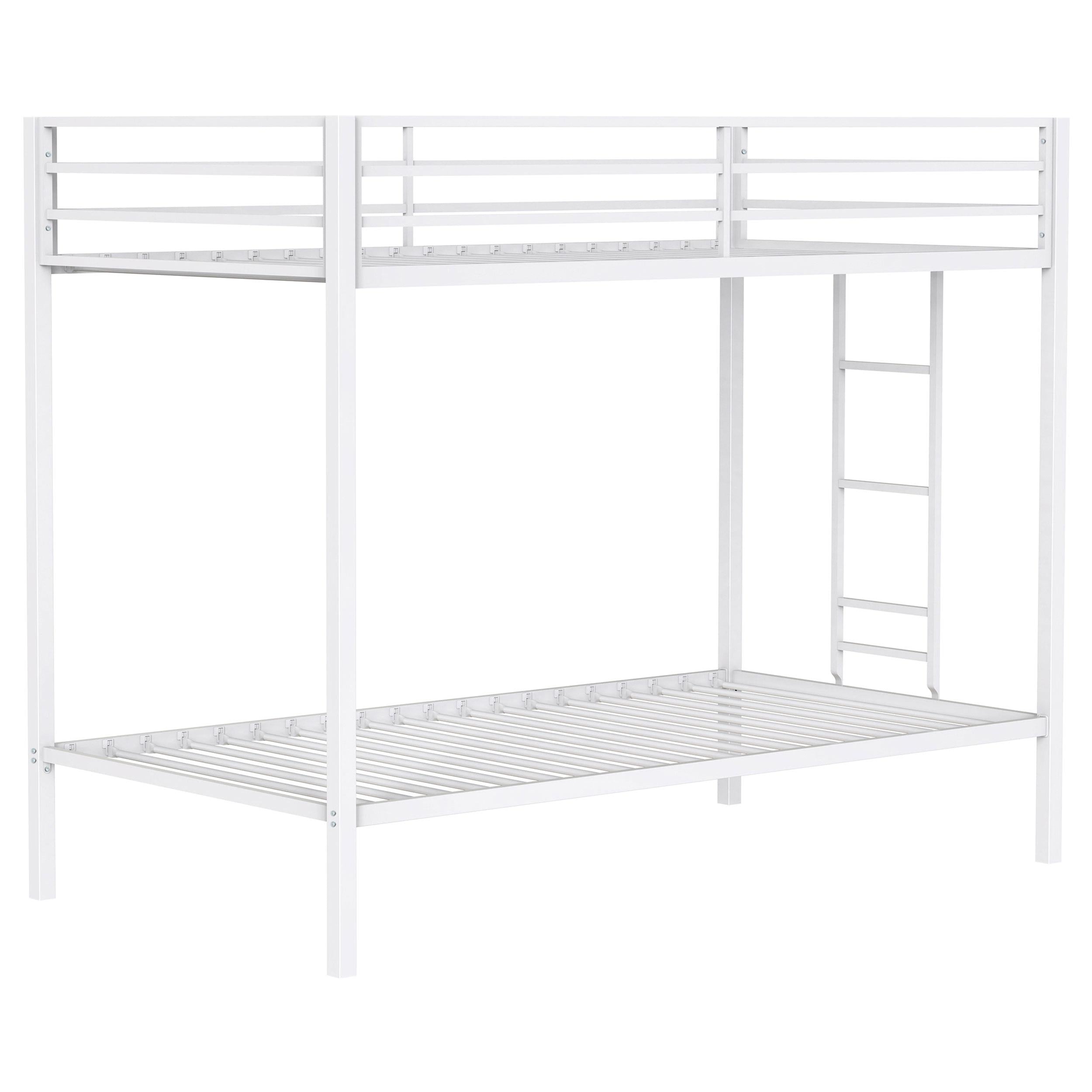 Alevera Metal Twin Over Twin Bunk Bed with Ladder White - 460361WHT