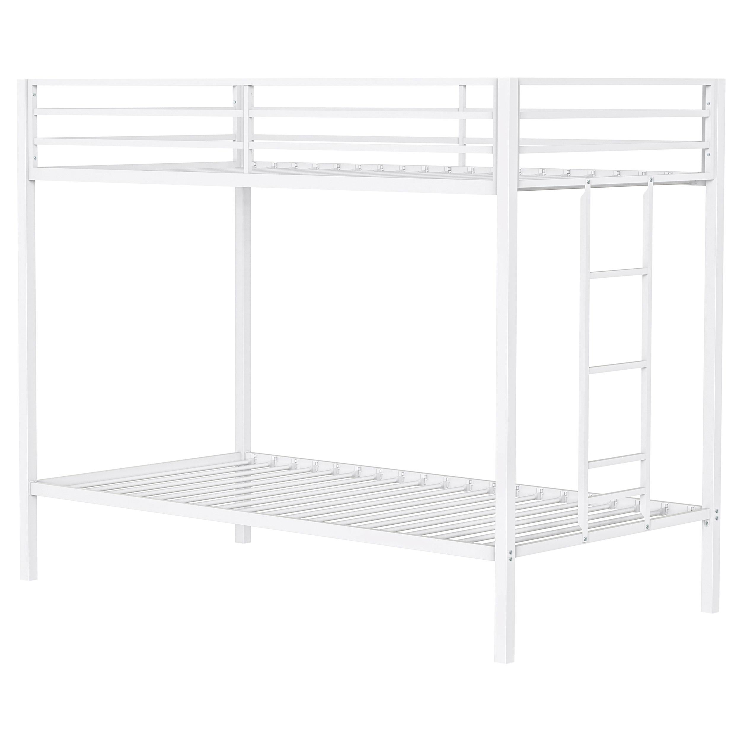 Alevera Metal Twin Over Twin Bunk Bed with Ladder White - 460361WHT