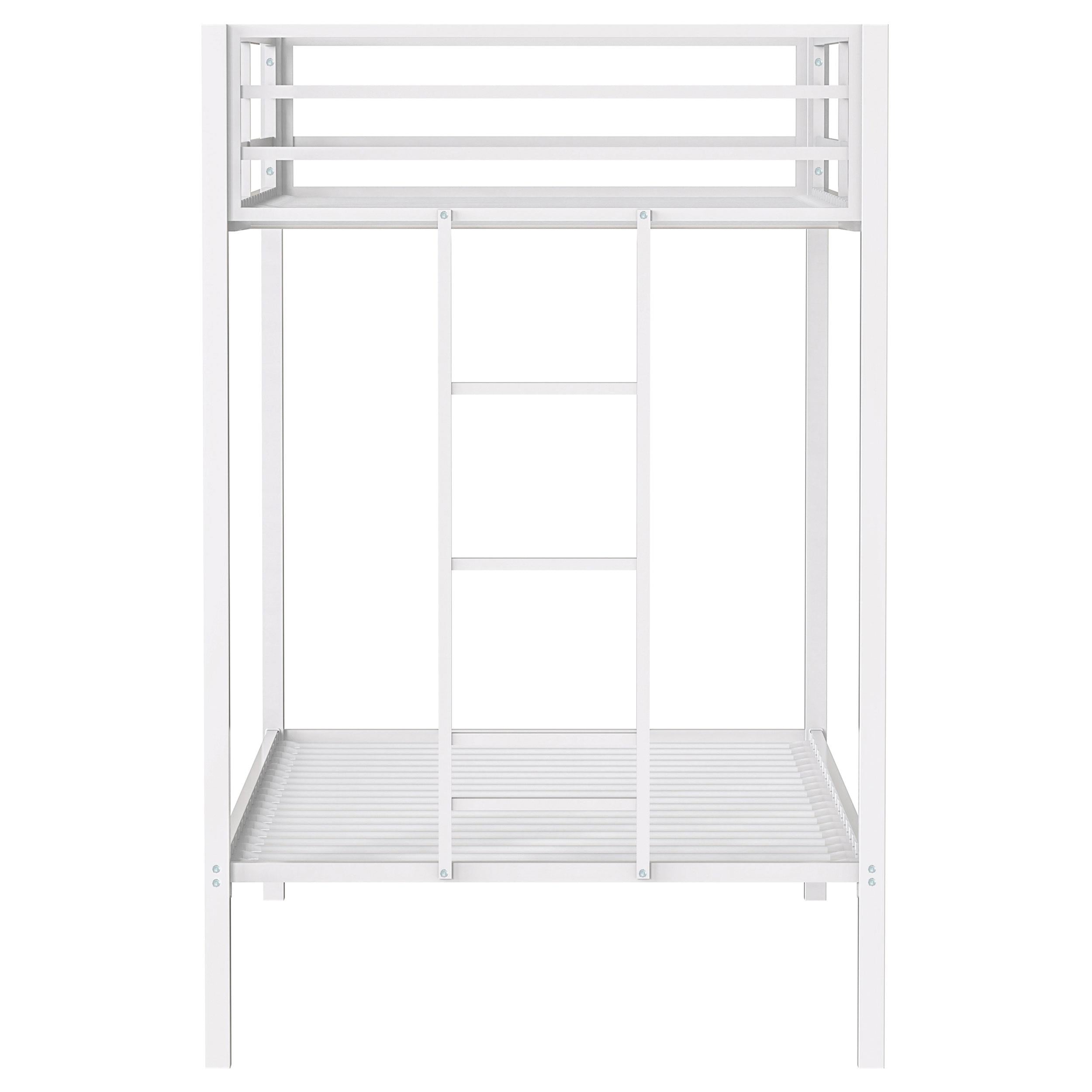 Alevera Metal Twin Over Twin Bunk Bed with Ladder White - 460361WHT