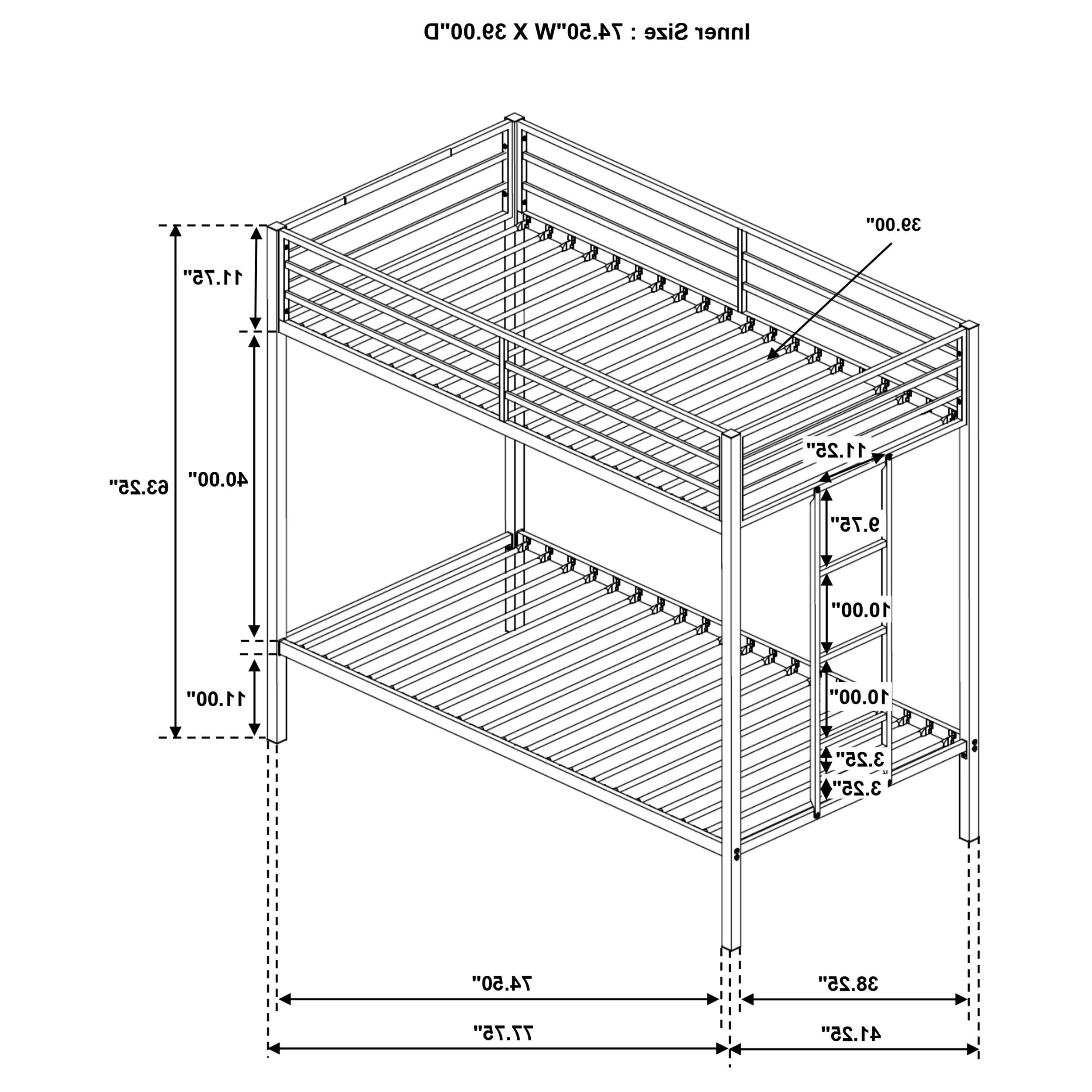 Alevera Metal Twin Over Twin Bunk Bed with Ladder White - 460361WHT