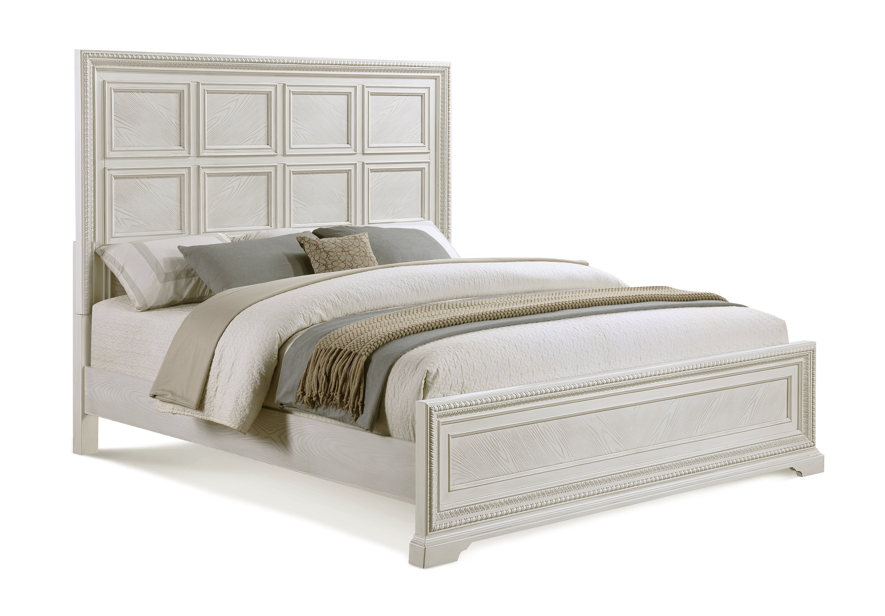 Alexandria Whitewash King Panel Bed - SET | B1650-K-HB | B1650-K-FB | B1650-KQ-RAIL