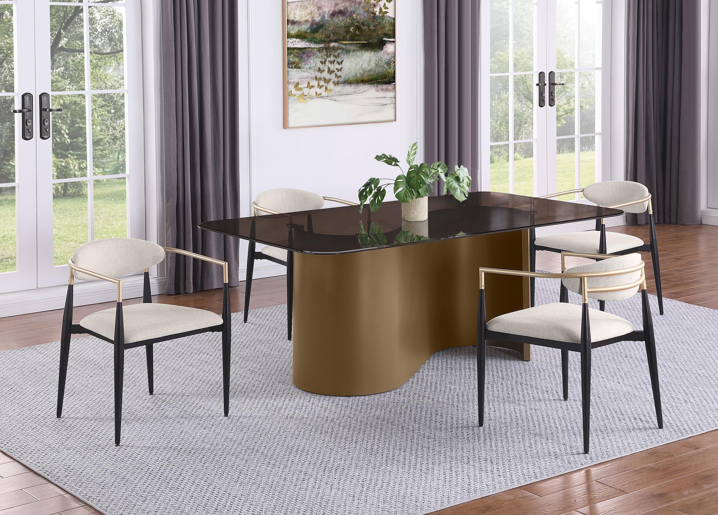 Alexis Upholstered Dining Arm Chair Beige (Set of 2) - 182692