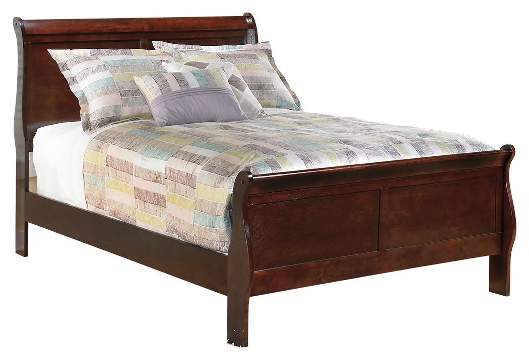 Alisdair Full Sleigh Bed with Mirrored Dresser and 2 Nightstands in Reddish Brown - PKG004966