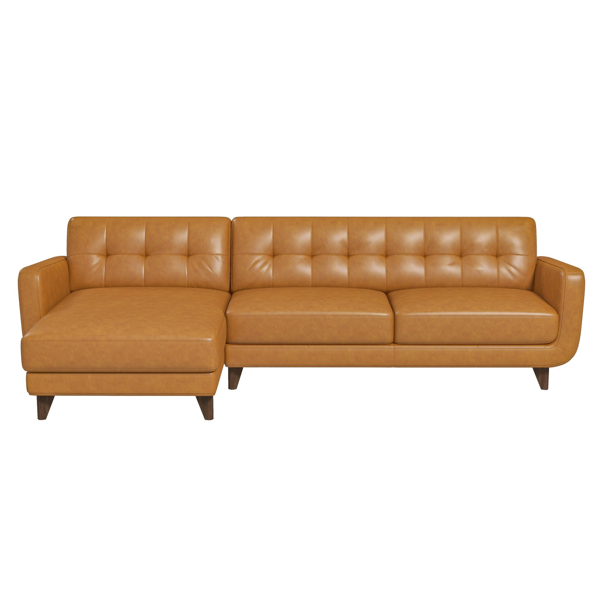 Allison Left-Facing Tan Leather Sectional Sofa - SEC00102401