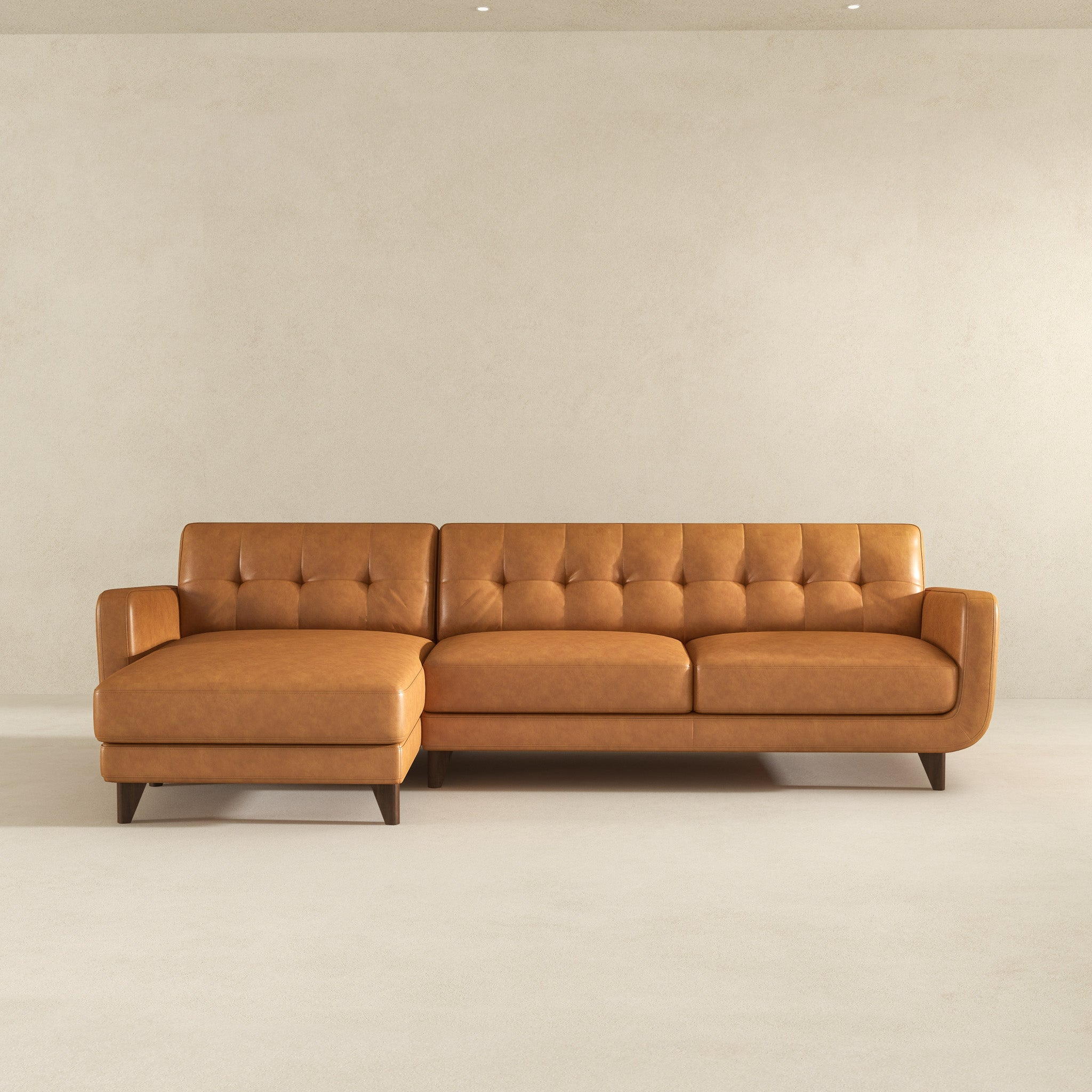 Allison Left-Facing Tan Leather Sectional Sofa - SEC00102401