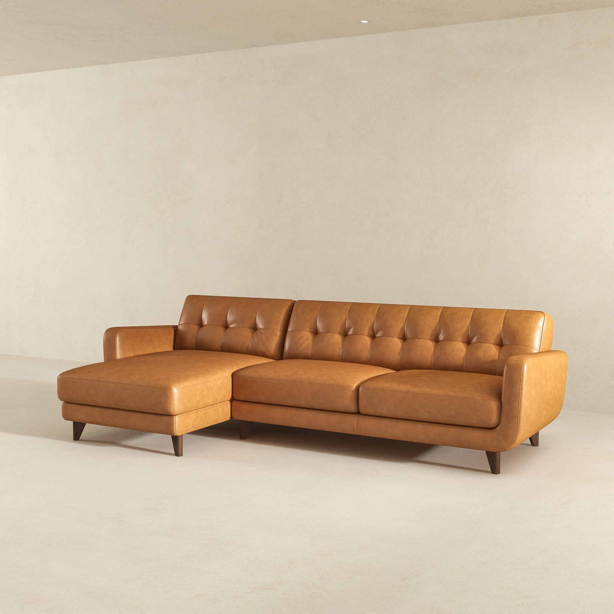 Allison Left-Facing Tan Leather Sectional Sofa - SEC00102401
