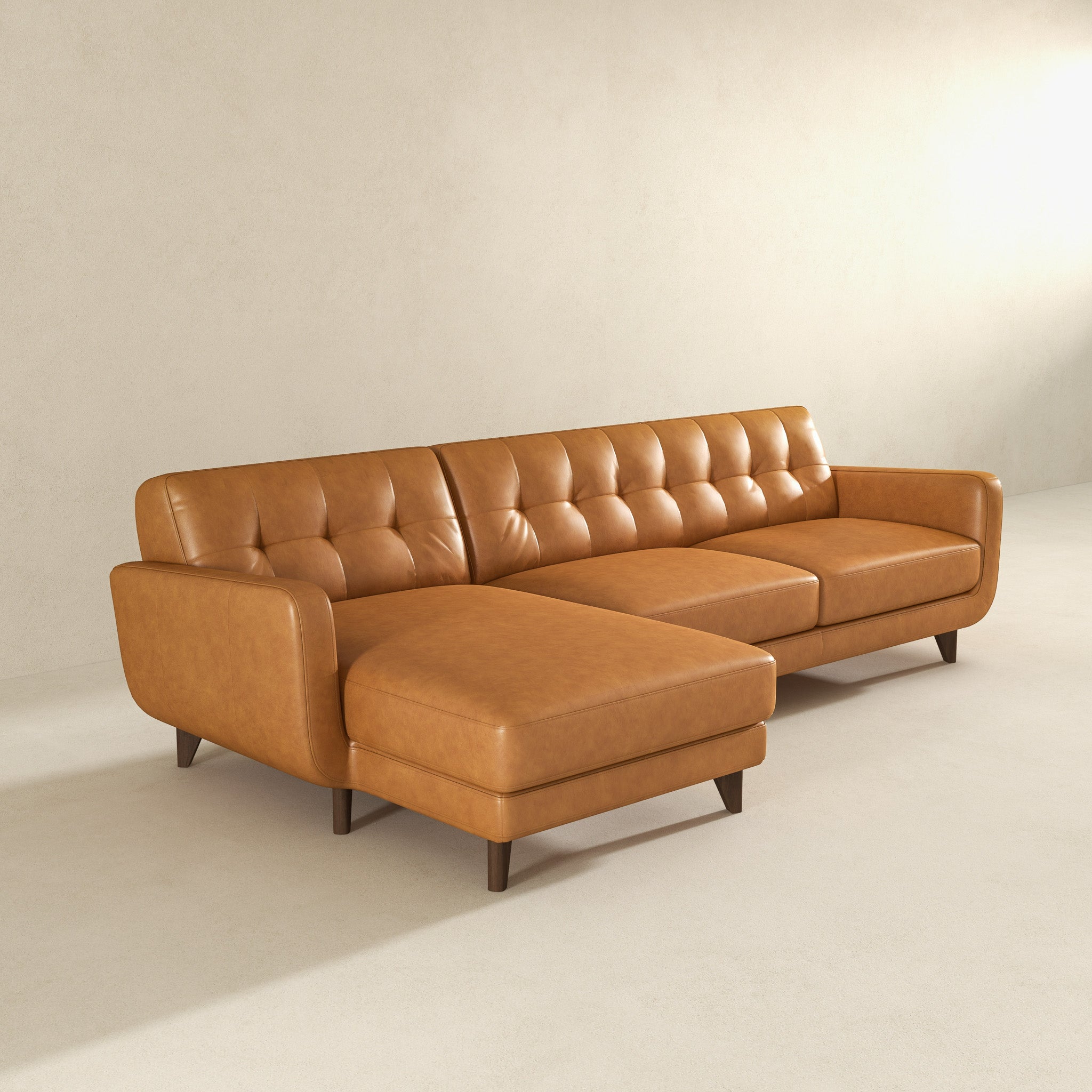 Allison Left-Facing Tan Leather Sectional Sofa - SEC00102401