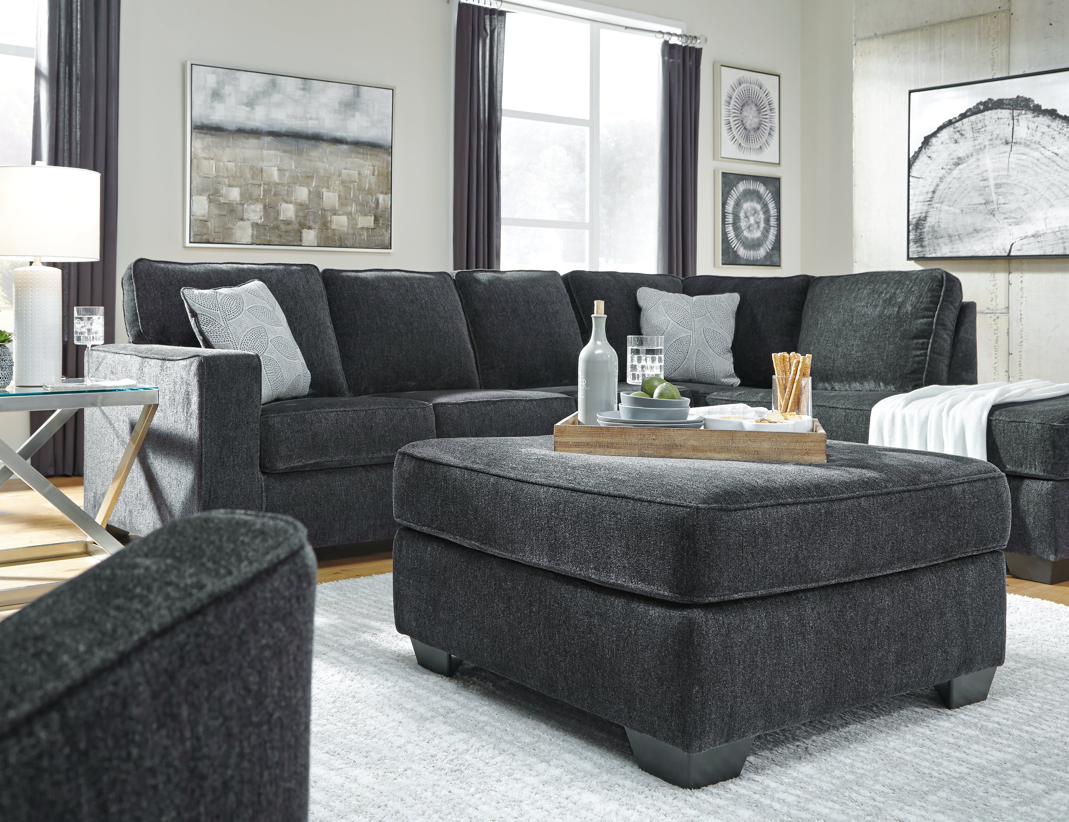 Altari 2-Piece Sectional with Ottoman in Slate from Ashley - Luna Furniture