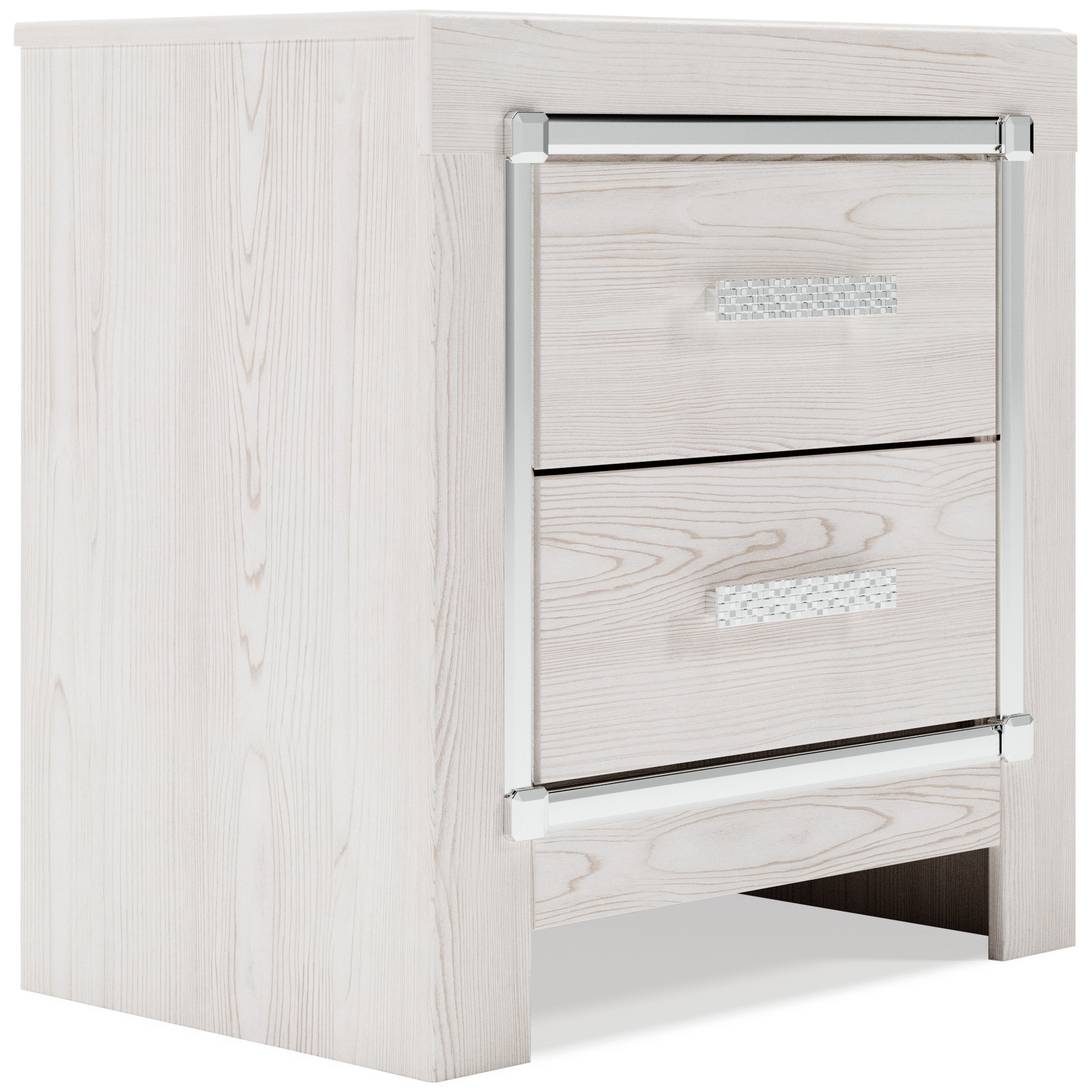 Altyra King Bookcase Headboard Bed with Mirrored Dresser, Chest and 2 Nightstands in White - PKG009489