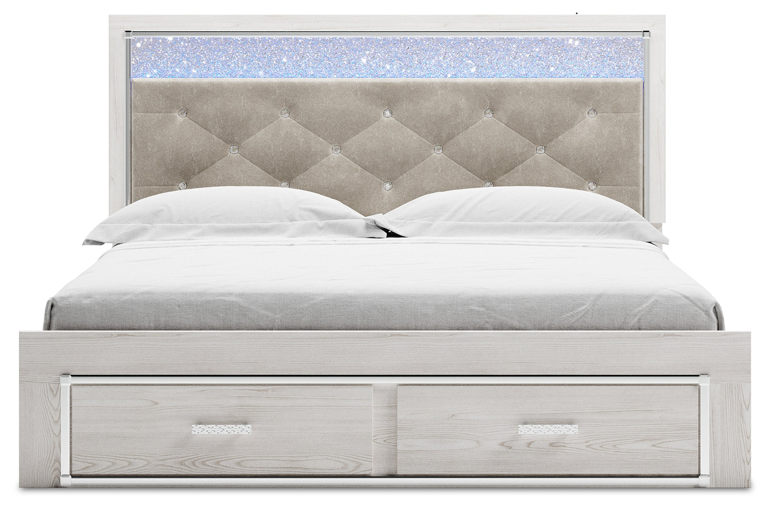 Altyra White King Storage Bed, Dresser, Mirror and 2 Chests - B2640B45