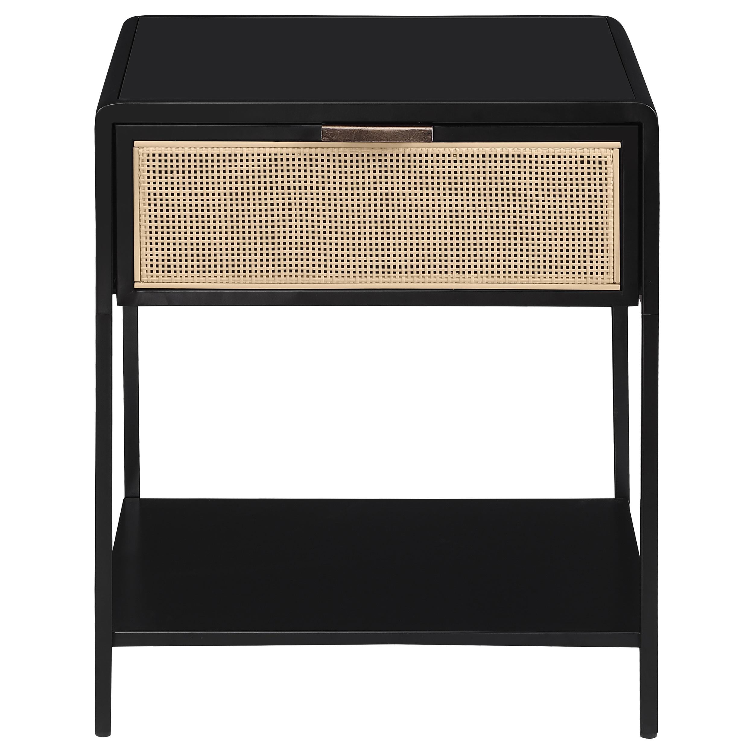 Amherst 1-drawer Radio Weave Rattan Metal Side Table Black - 930235