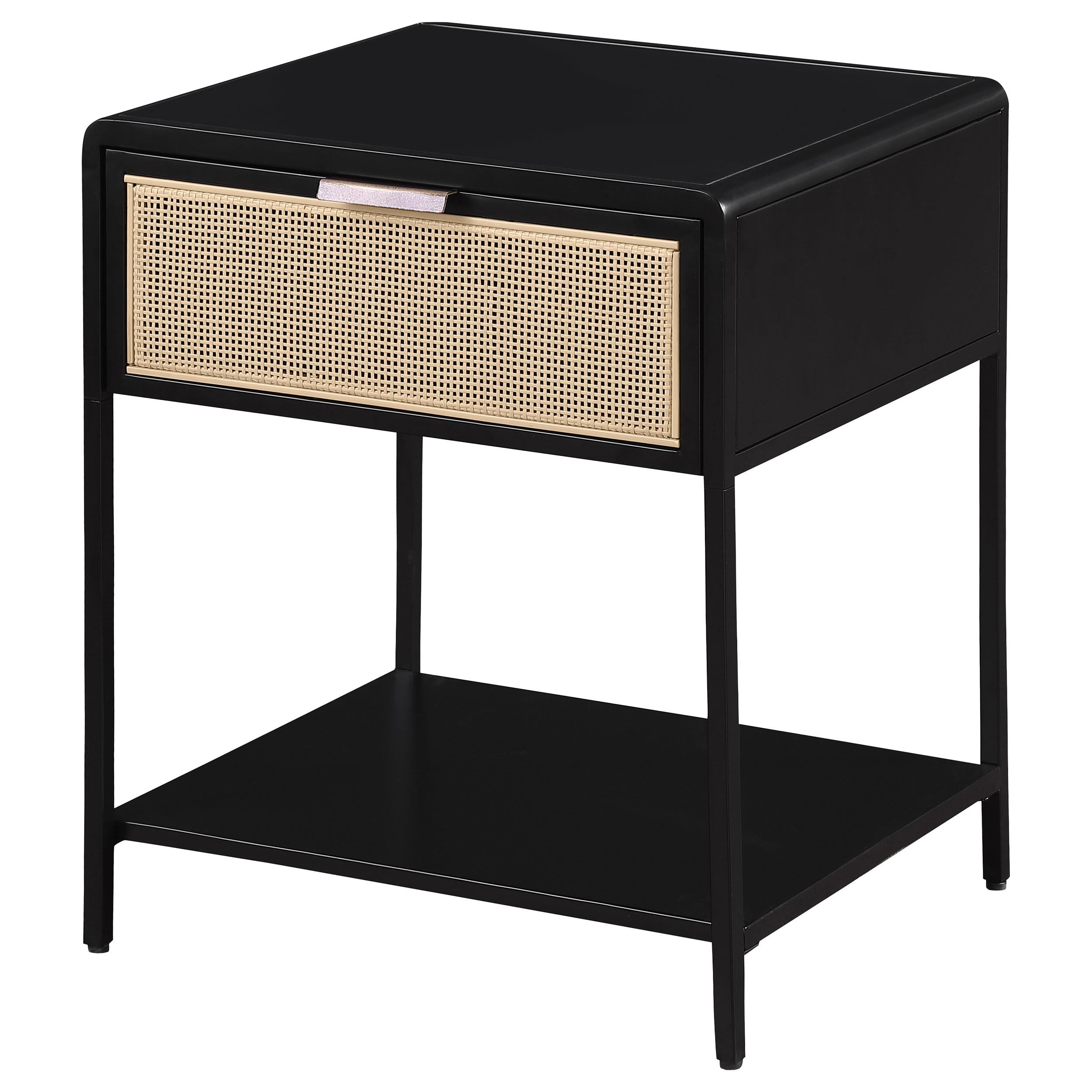 Amherst 1-drawer Radio Weave Rattan Metal Side Table Black - 930235