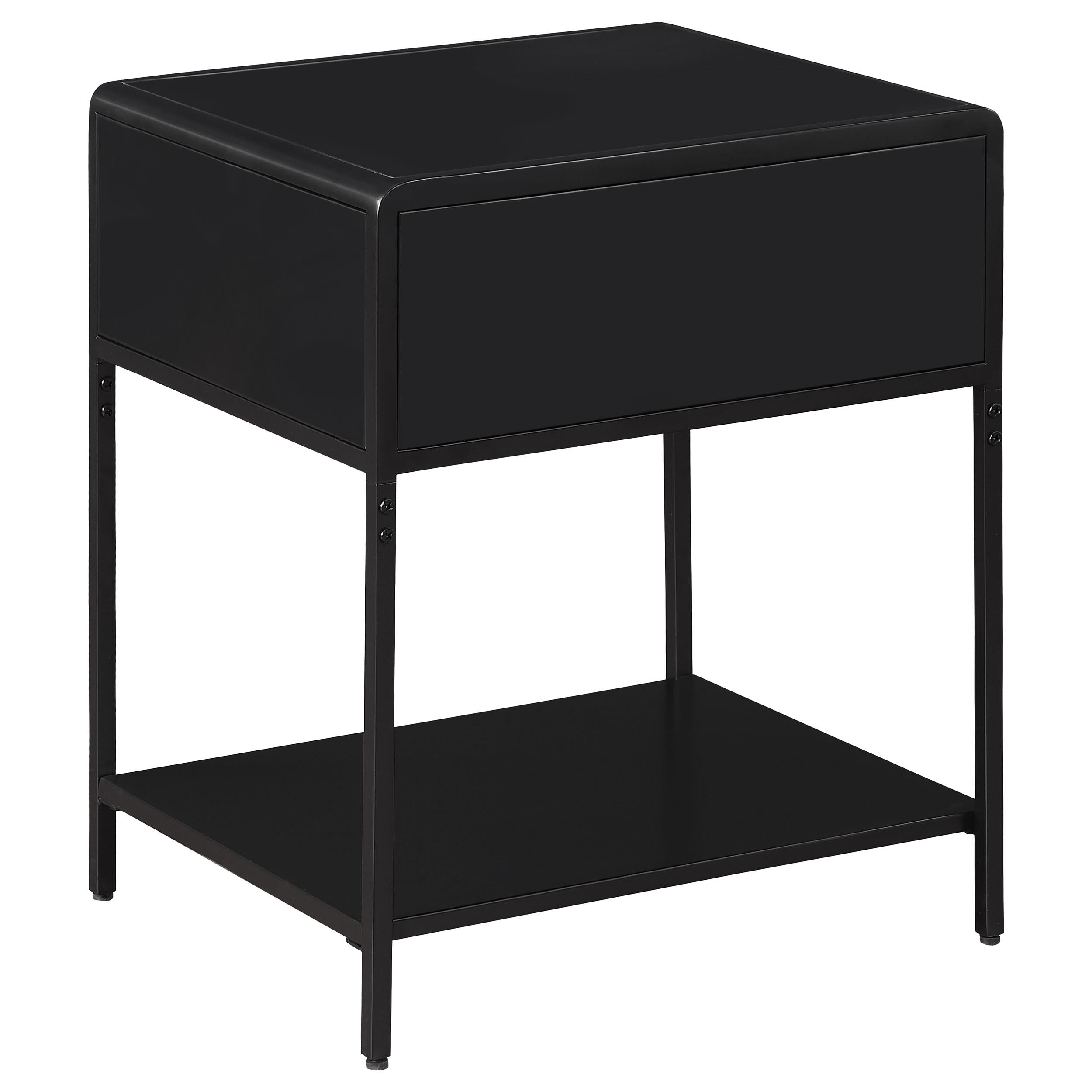 Amherst 1-drawer Radio Weave Rattan Metal Side Table Black - 930235