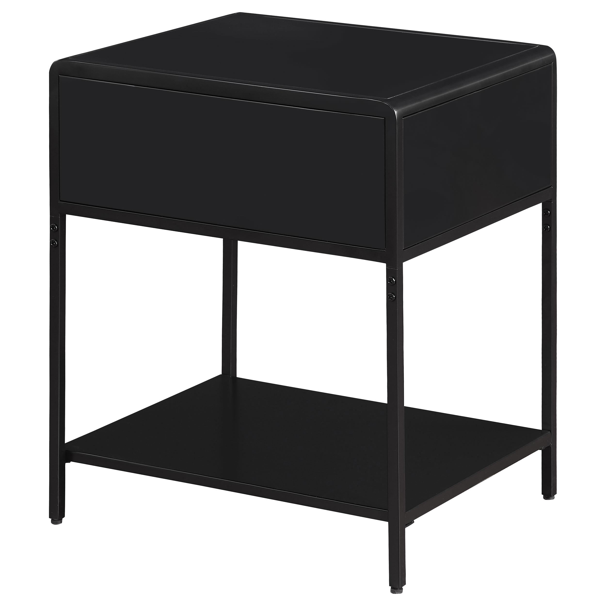 Amherst 1-drawer Radio Weave Rattan Metal Side Table Black - 930235