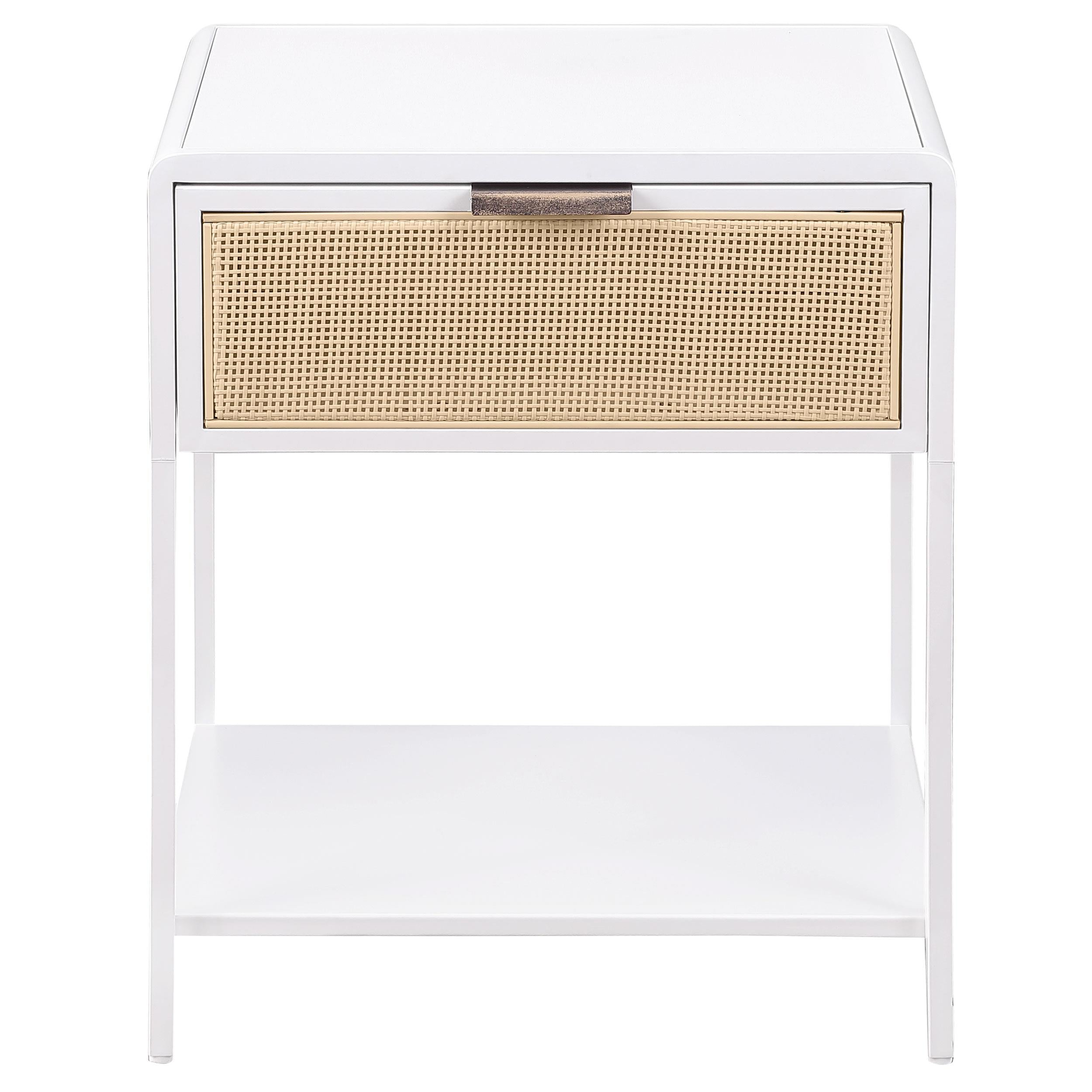 Amherst 1-drawer Radio Weave Rattan Metal Side Table White - 930236