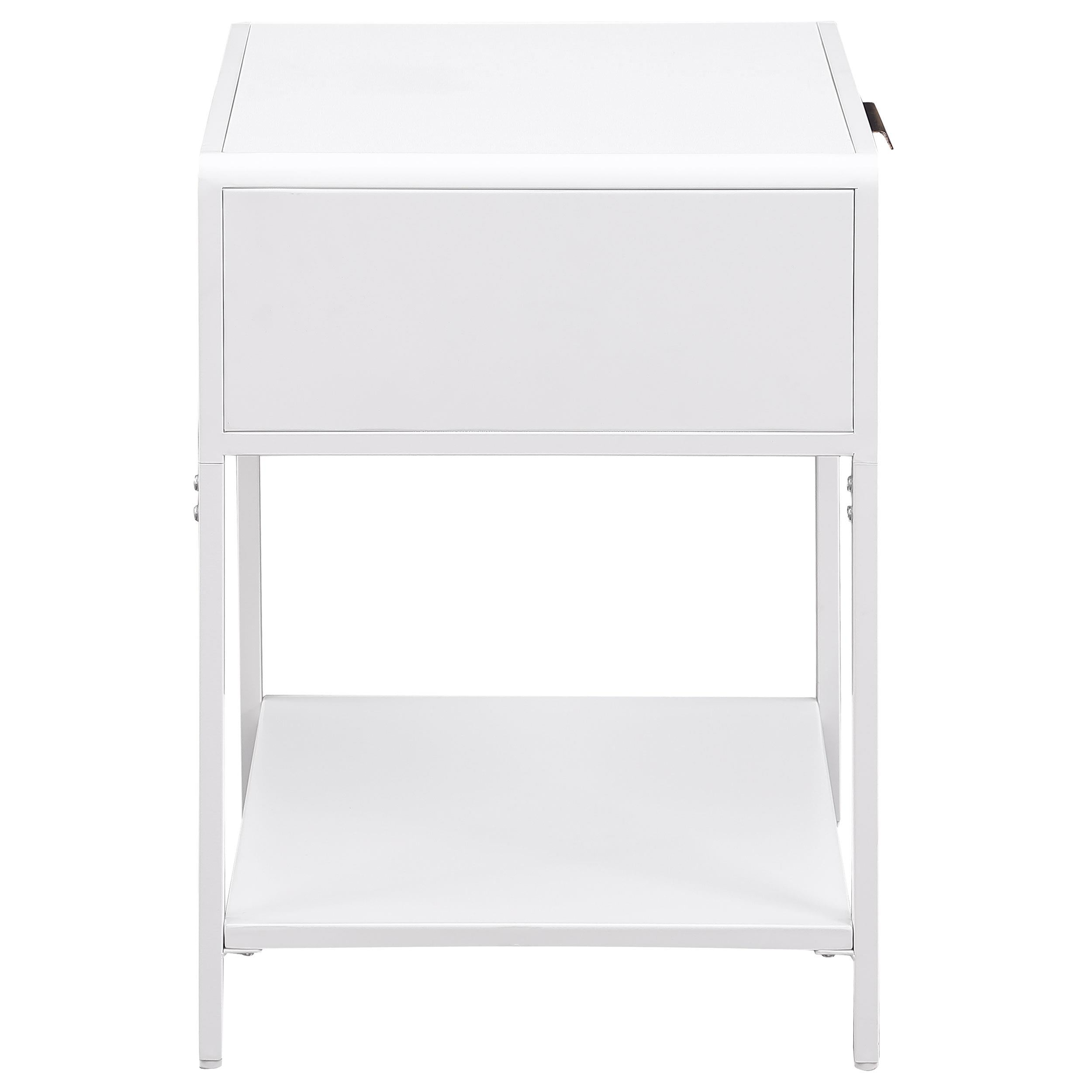 Amherst 1-drawer Radio Weave Rattan Metal Side Table White - 930236