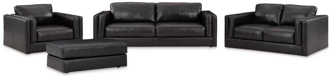 Amiata Sofa, Loveseat, Chair and Ottoman in Onyx - PKG015490