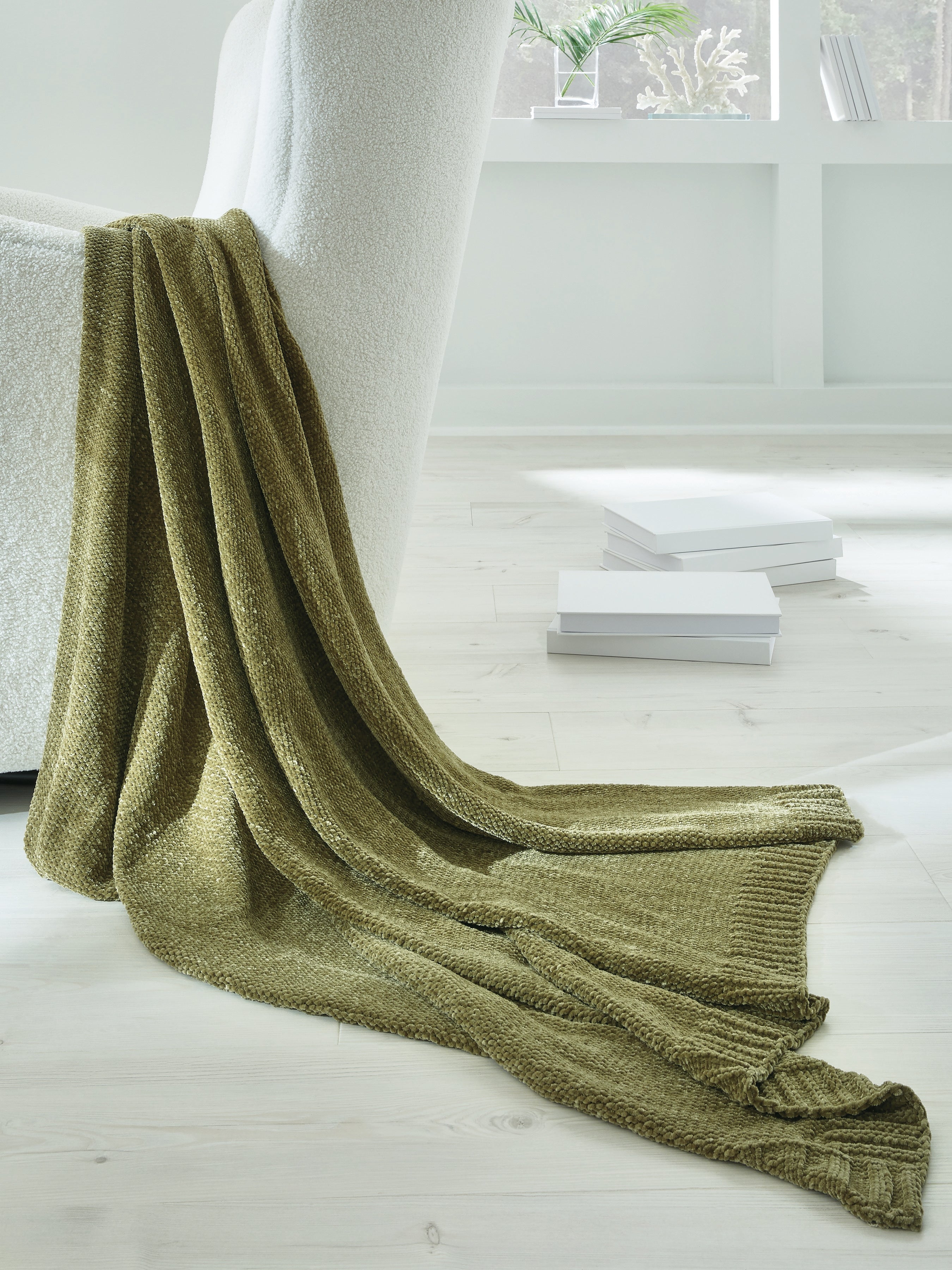 Anawood Olive Green Throw (Set of 3) - A1001178