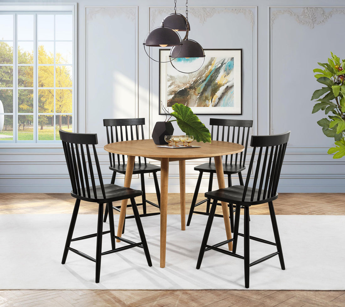 Andrews 5-piece Round Counter Dining Set Light Ash and Black - 122508-S5B