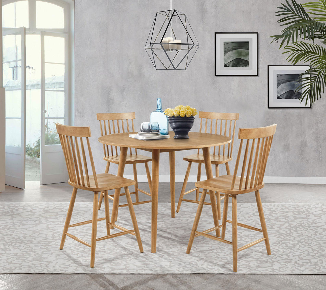 Andrews 5-piece Round Counter Height Dining Set Light Ash - 122508-S5