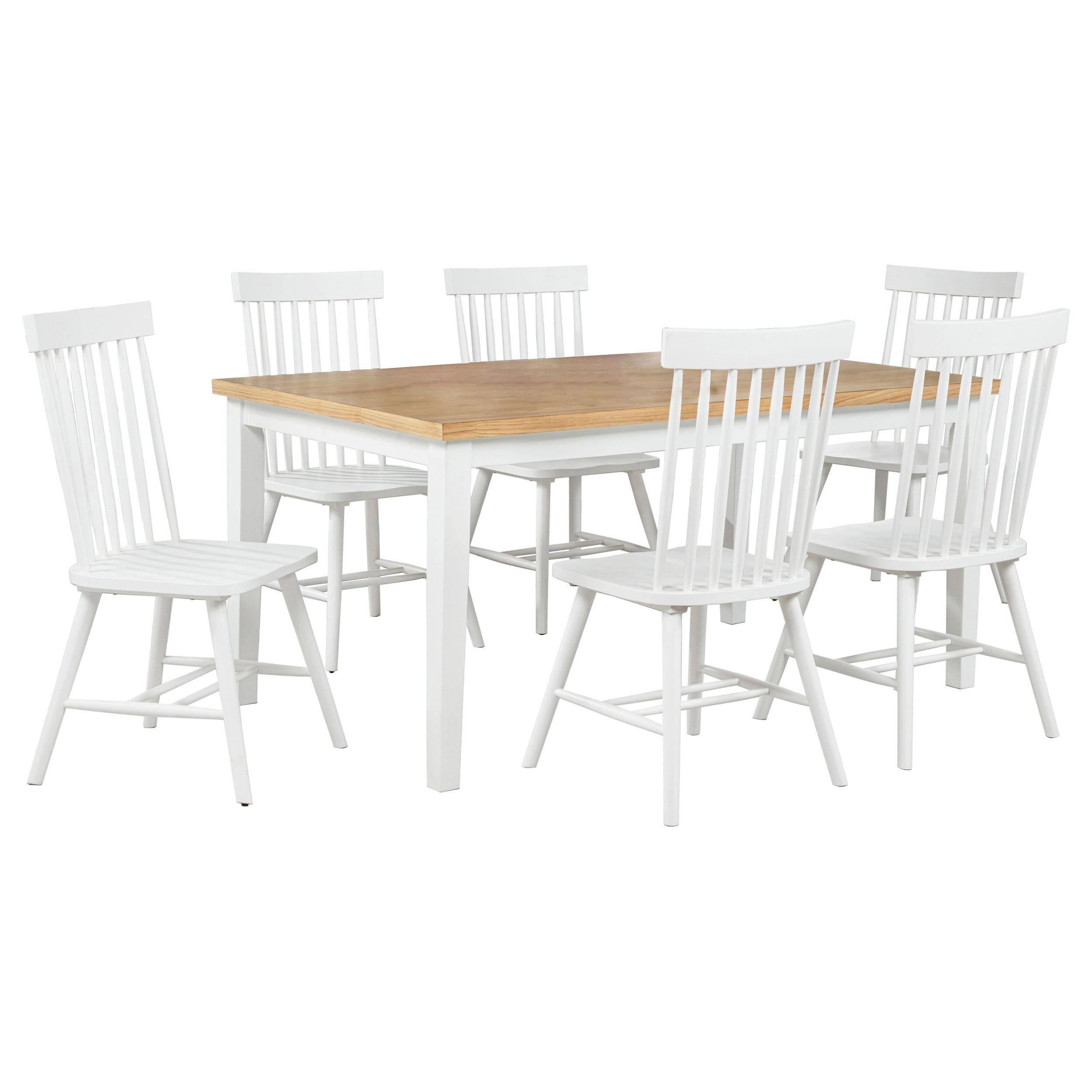 Andrews 7-piece Rectangular Dining Set Light Ash and White - 122501-S7W