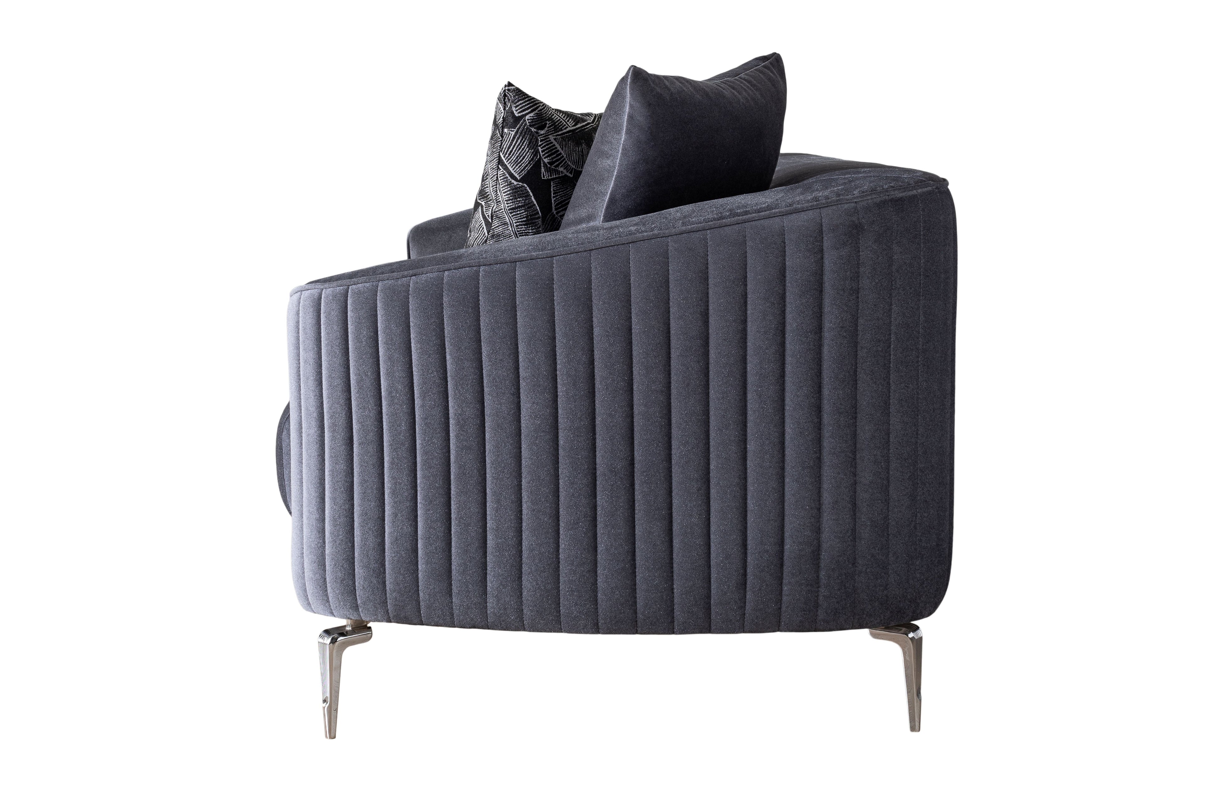 Angela Gray Velvet Sofa 91" & Loveseat 71" - ANGELAGRY-SL