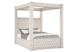 Annabelle Ivory Velvet Queen Canopy Bed - SET | 5114IV-Q-HBFB | 5114IV-KQ-RAIL | 5114IV-KQ-POST - Bien Home Furniture & Electronics