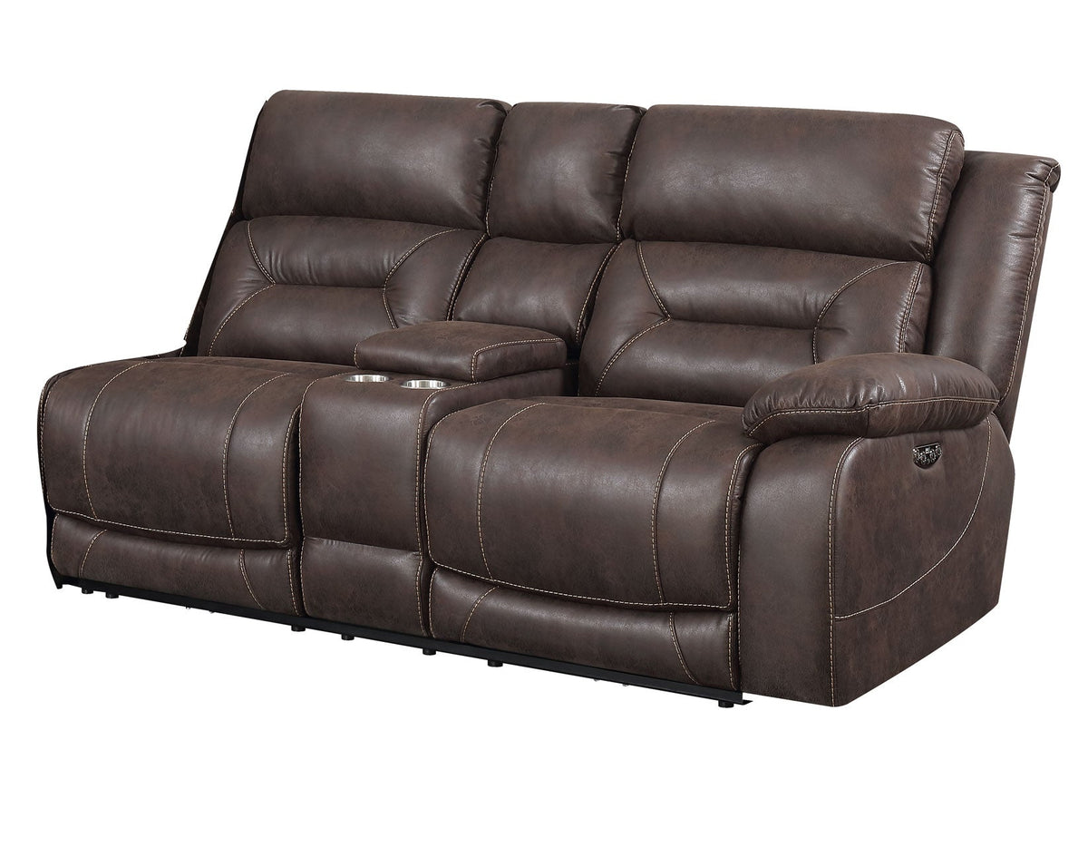 Aria RAF Loveseat, Saddle Brown, 1 Pwr-Pwr Recliner