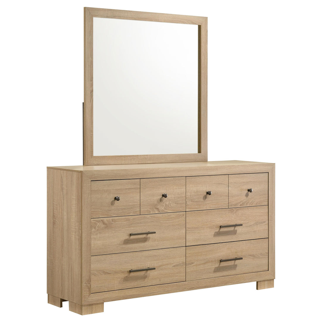 Arielle 6-drawer Bedroom Dresser with Mirror Light Oak - 223113M