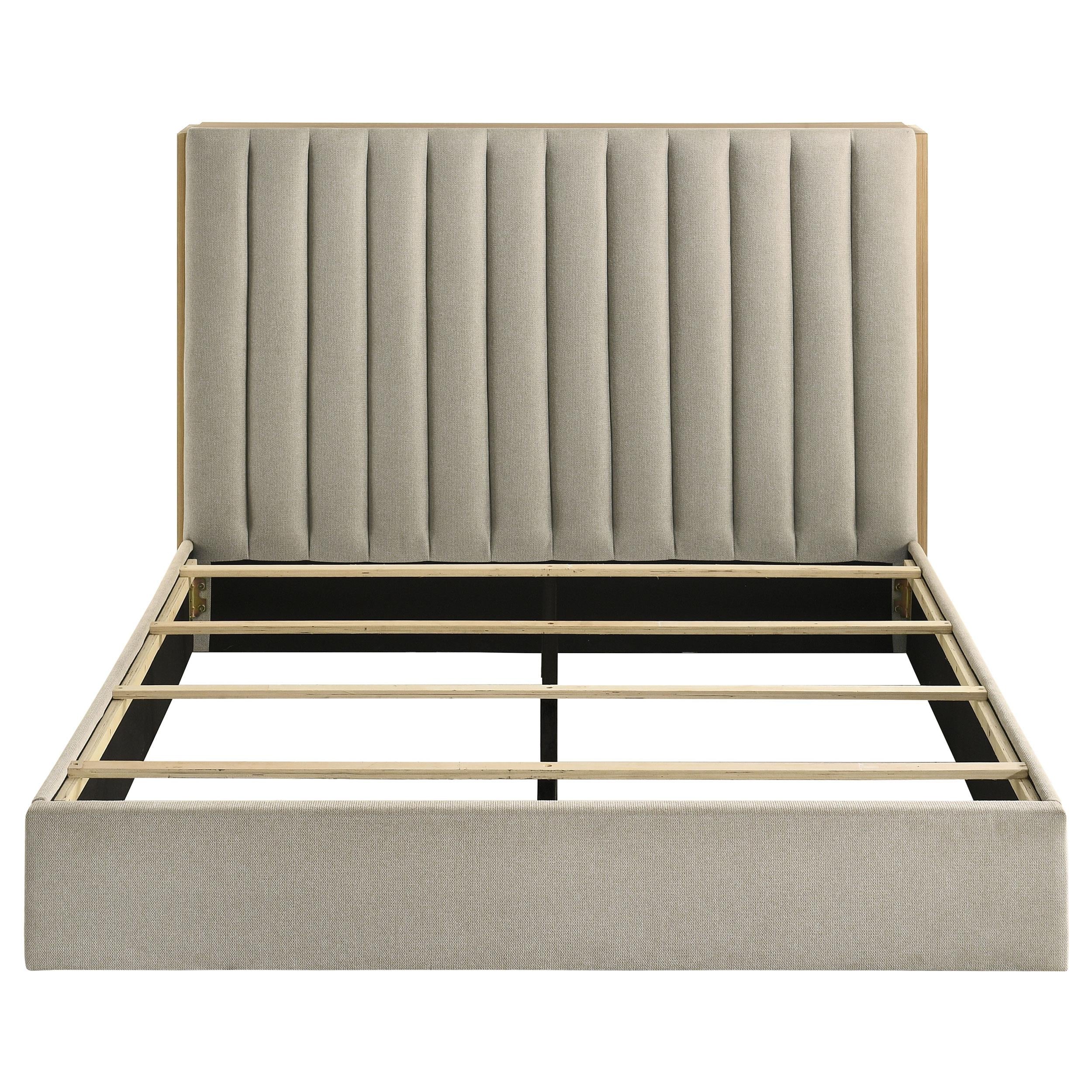 Arielle Eastern King Bookcase Panel Storage Bed Light Oak - 223111KE