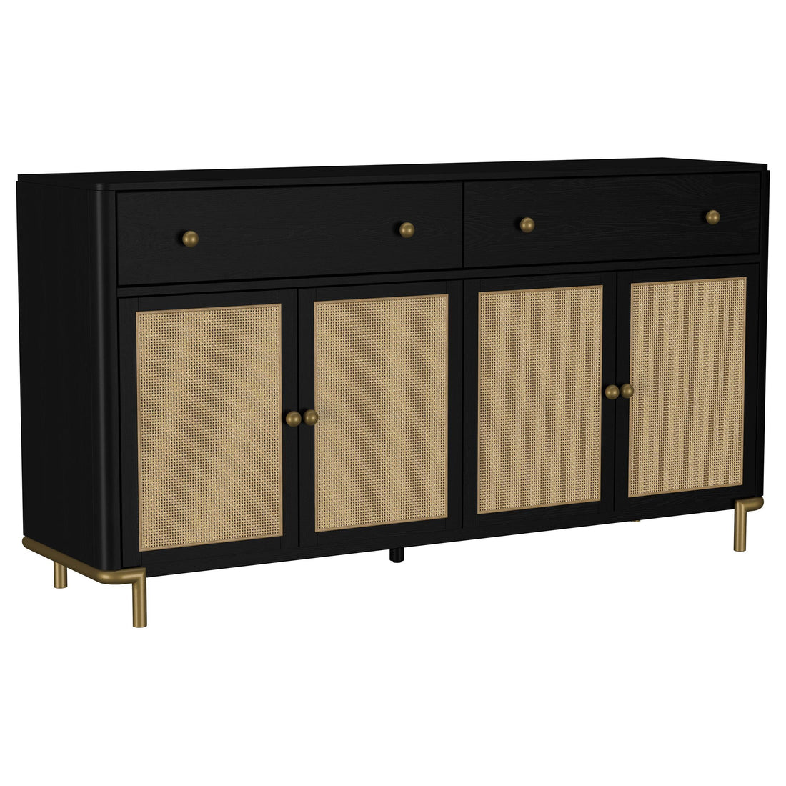 Arini 2-drawer Cane Door Dining Sideboard Server Black - 108935BLK