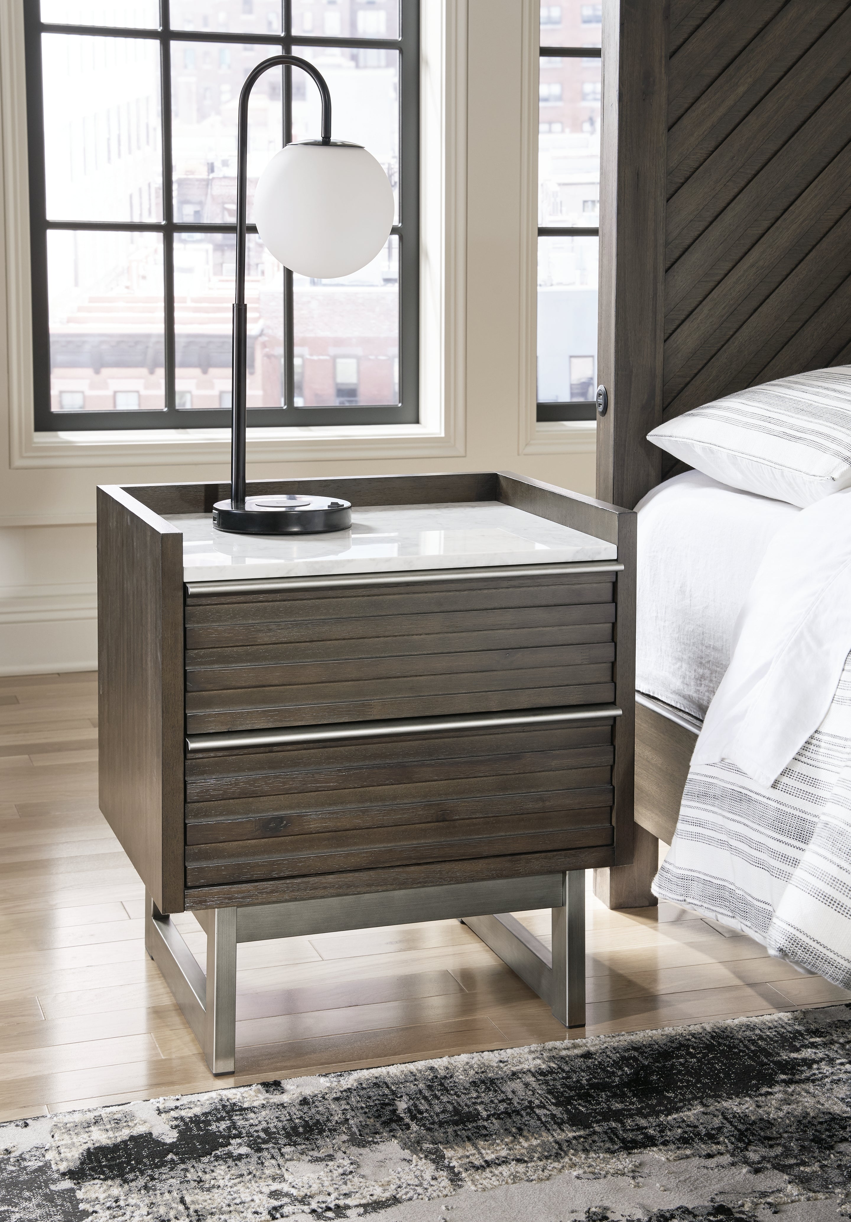 Arkenton Grayish Brown/White Nightstand - B786-92