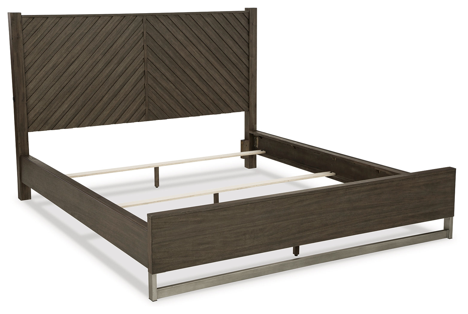 Arkenton King Panel Bed with Mirrored Dresser and 2 Nightstands in Grayish Brown from Ashley - Luna Furniture