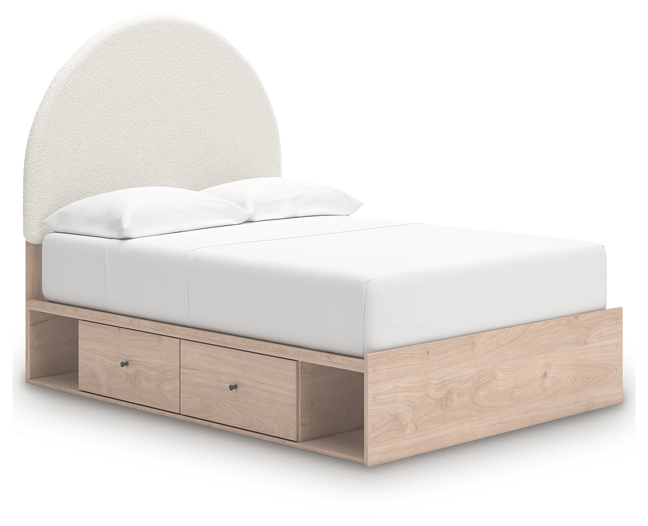 Arloster Tan/White Full Upholstered Panel Bed with Storage - PCB1566B7