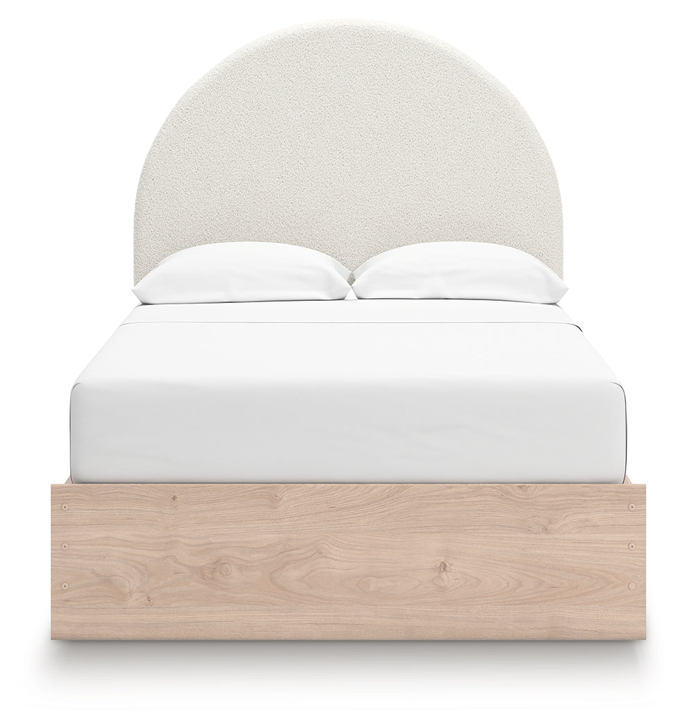 Arloster Tan/White Full Upholstered Panel Bed with Storage - PCB1566B7