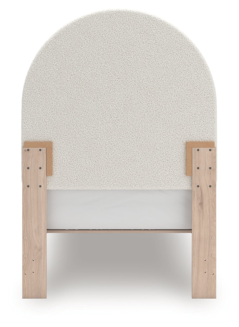 Arloster Tan/White Twin Upholstered Panel Bed - PCB1566B2