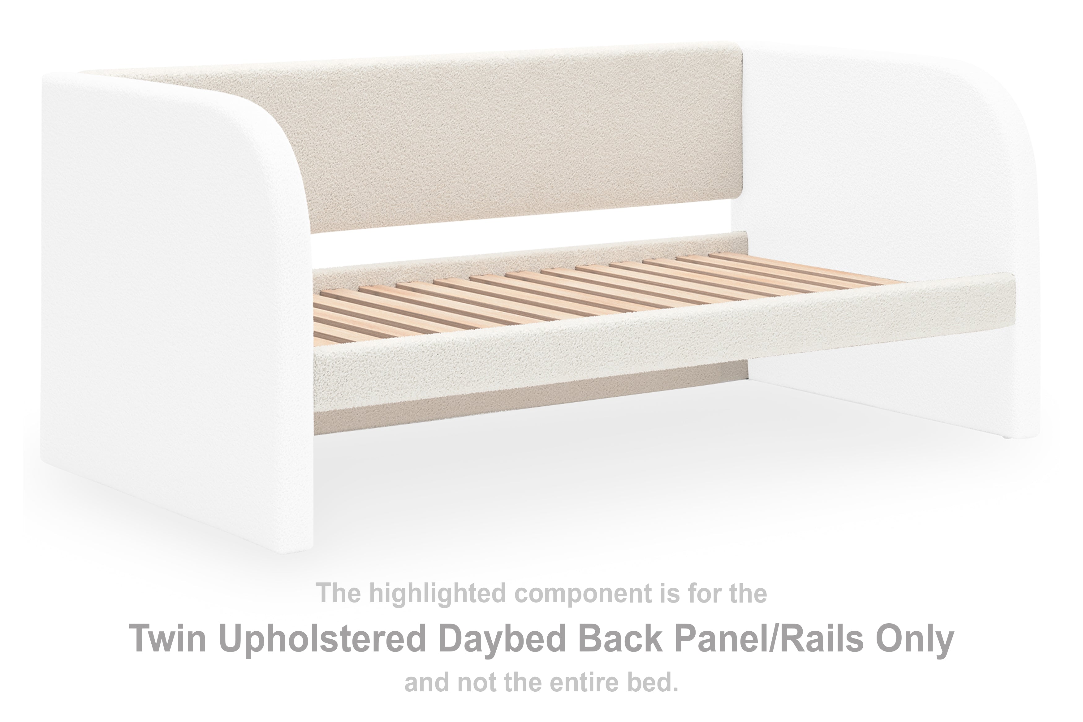 Arloster White Twin Upholstered Daybed Panel/Rails/Slats - PCB1566-180