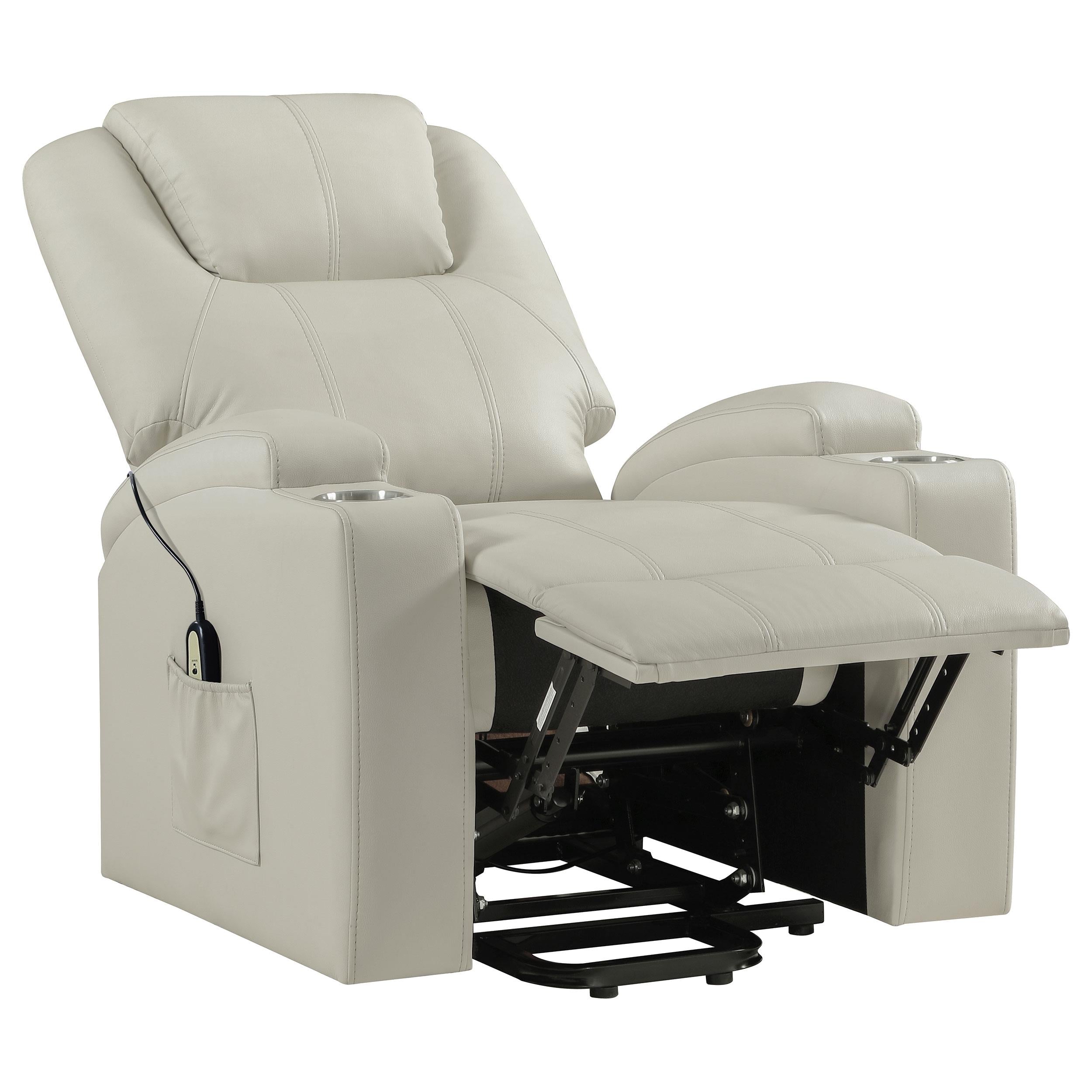 Armstrong Upholstered Power Lift Massage Recliner Ivory - 609477P
