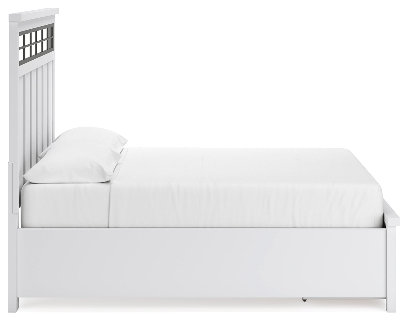 Ashbryn California King Panel Storage Bed with Mirrored Dresser and Chest in White/Natural from Ashley - Luna Furniture