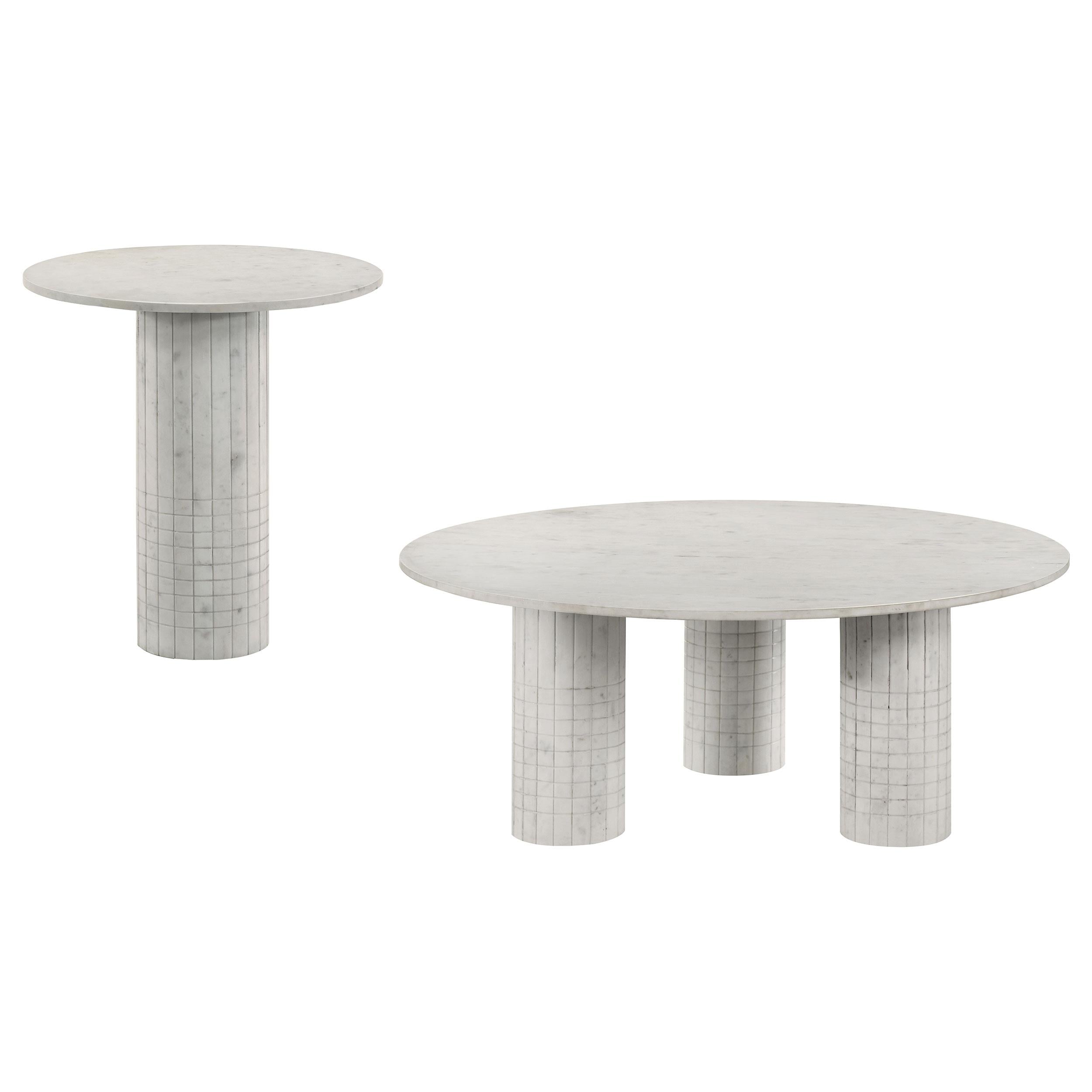 Astoria 2-piece Marble Coffee and End Table Set White - 709668-S2