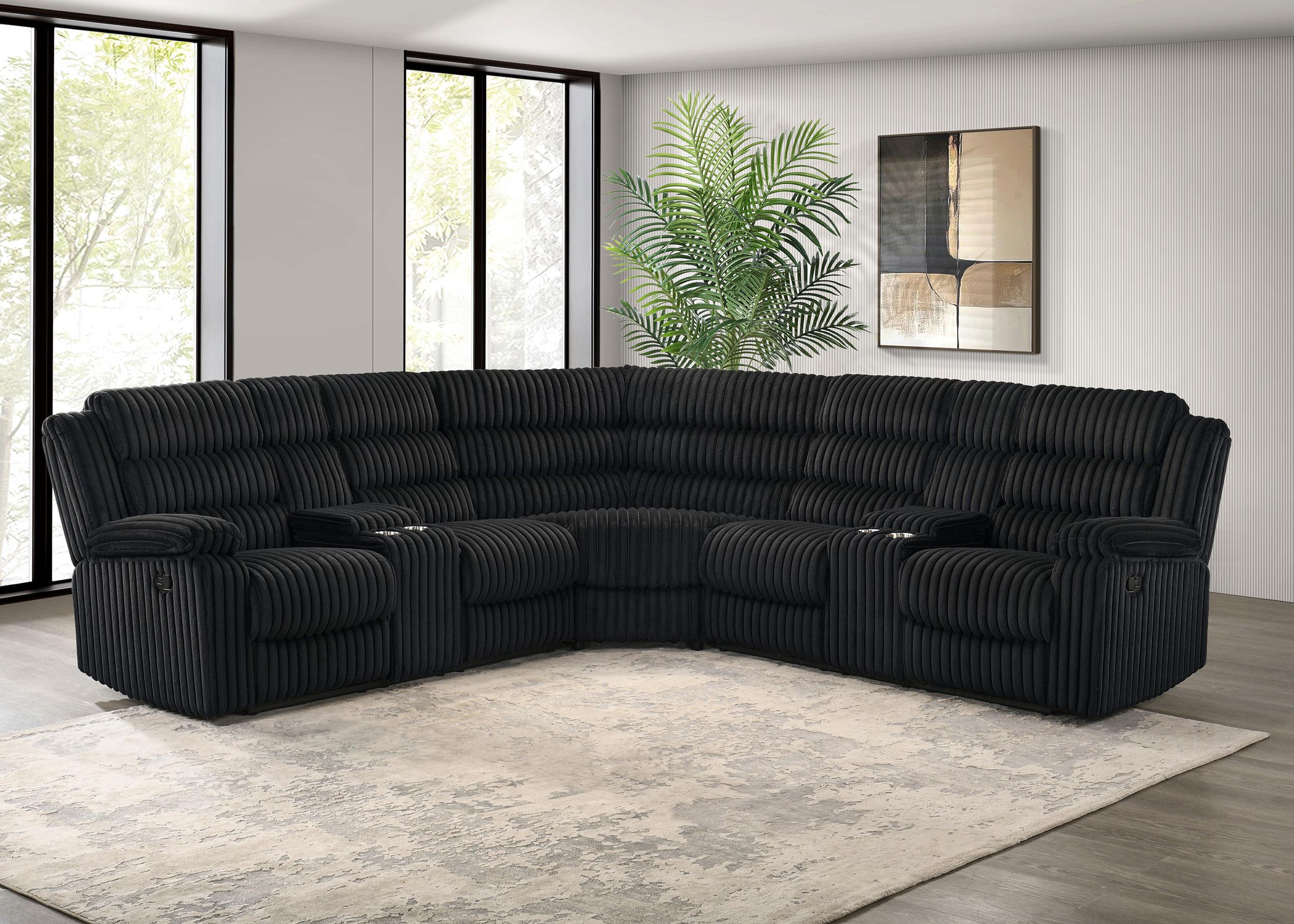 Atkinson Upholstered Reclining Sectional Sofa Black - 601520