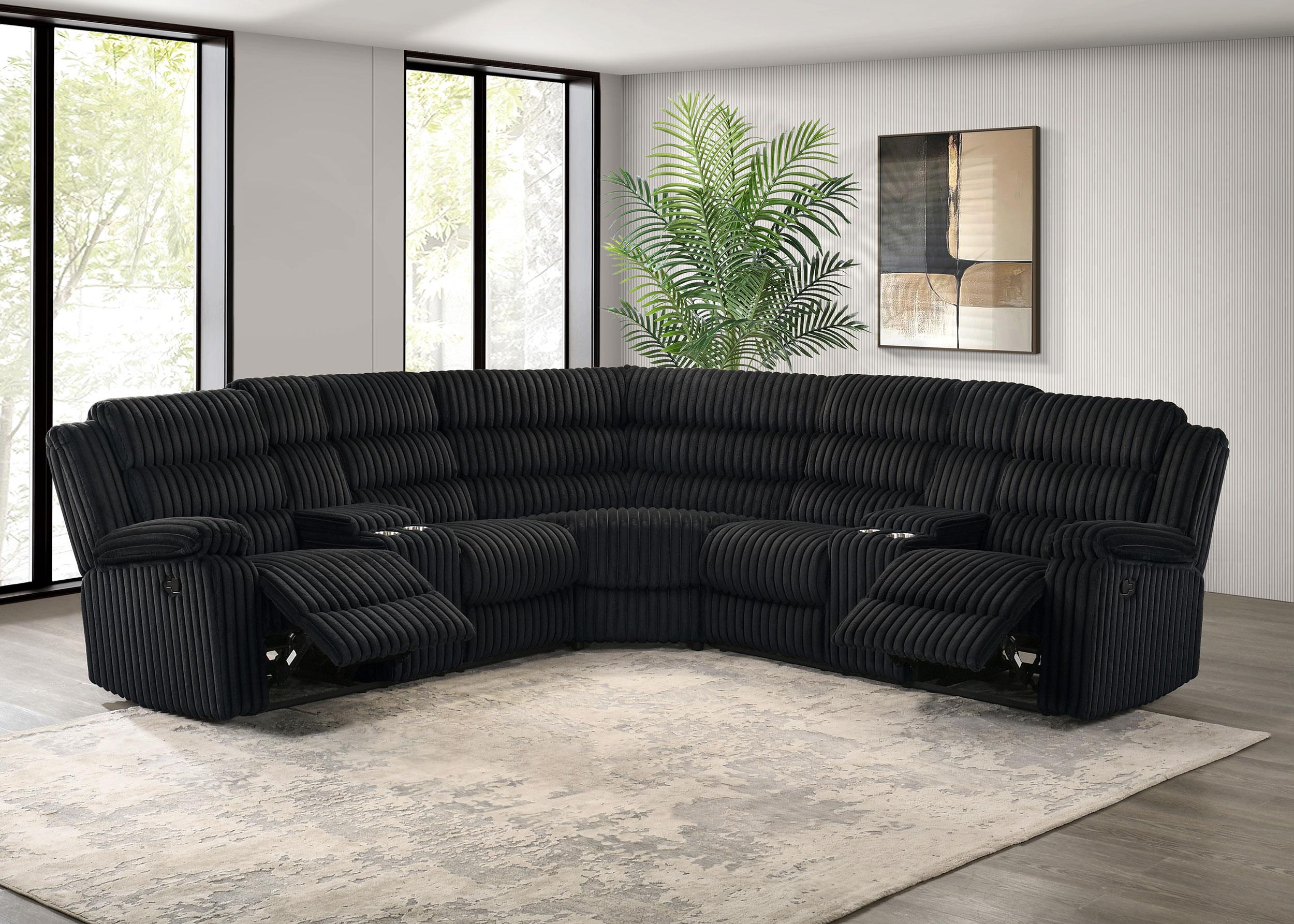 Atkinson Upholstered Reclining Sectional Sofa Black - 601520