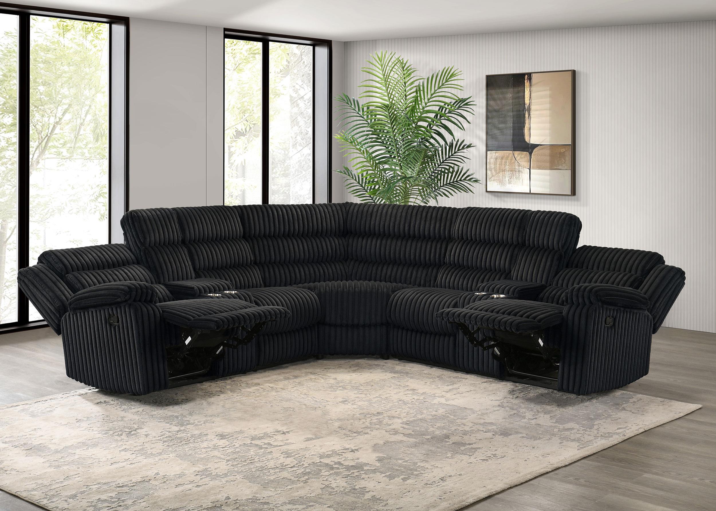 Atkinson Upholstered Reclining Sectional Sofa Black - 601520